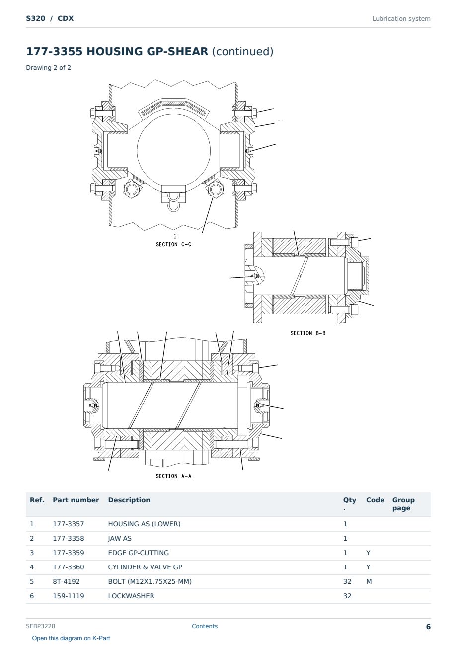Caterpillar S320 S/N CDX Partsbook SEBP3228 (English) - sample page 6 of 10 Caterpillar S320 S/N CDX Partsbook SEBP3228 (English) - sample page 6 of 10