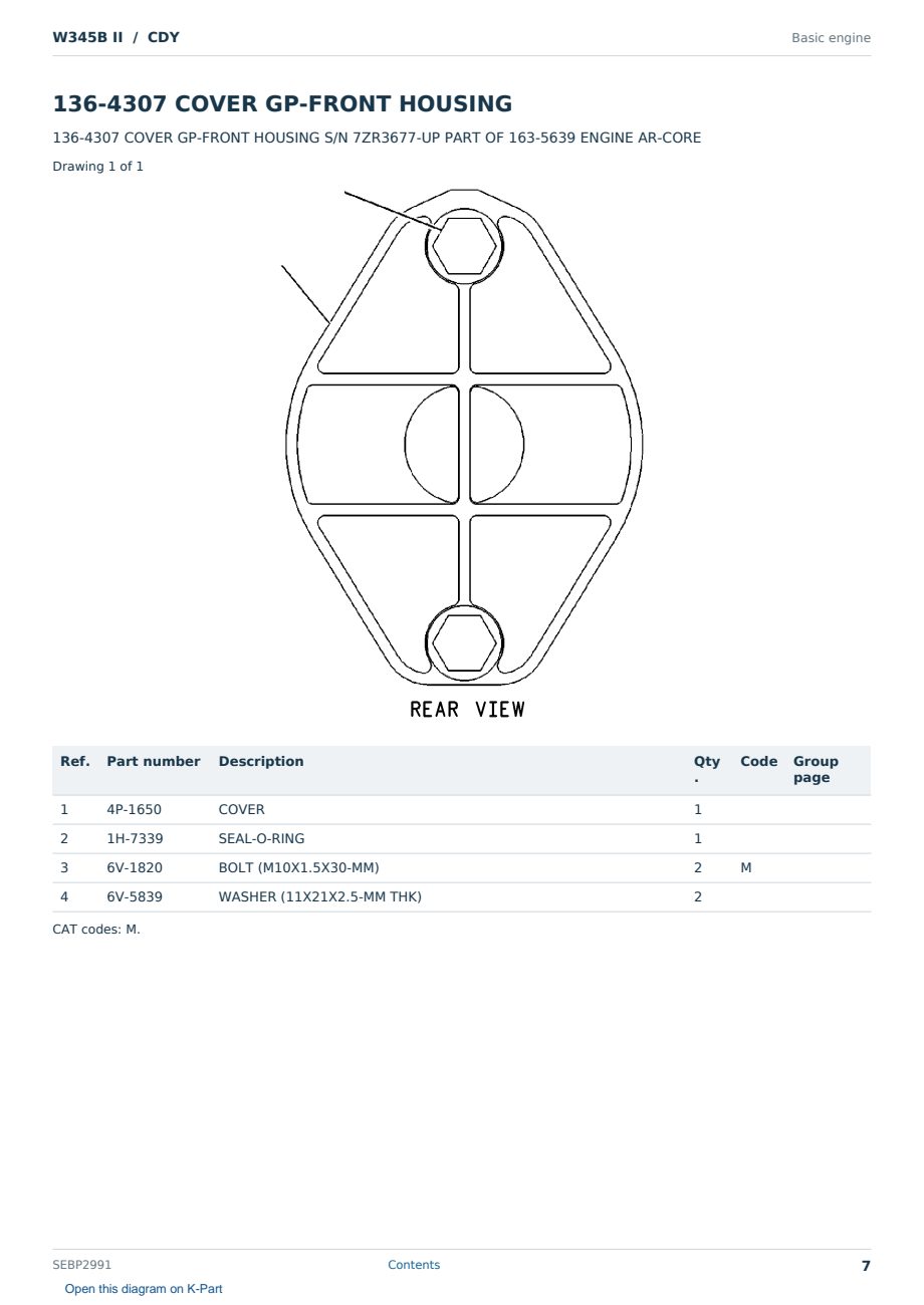Caterpillar W345B II S/N CDY Partsbook SEBP2991 (English) - sample page 7 of 10 Caterpillar W345B II S/N CDY Partsbook SEBP2991 (English) - sample page 7 of 10