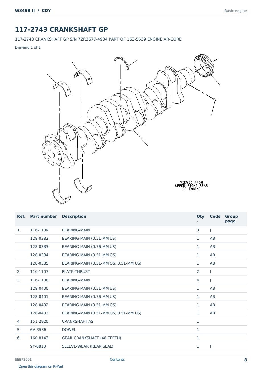Caterpillar W345B II S/N CDY Partsbook SEBP2991 (English) - sample page 8 of 10 Caterpillar W345B II S/N CDY Partsbook SEBP2991 (English) - sample page 8 of 10