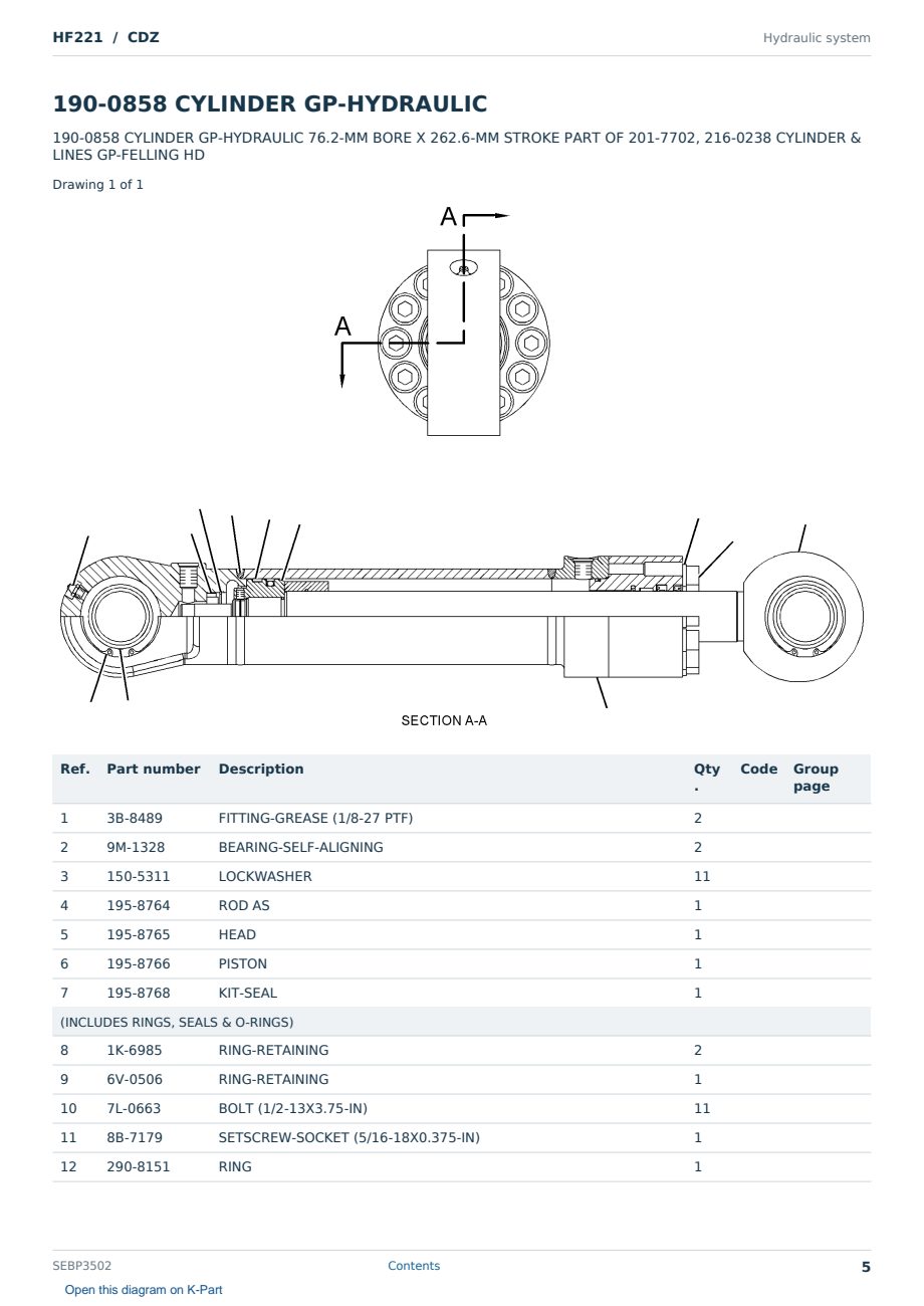 Caterpillar HF221 S/N CDZ Partsbook SEBP3502 (English) - sample page 5 of 10 Caterpillar HF221 S/N CDZ Partsbook SEBP3502 (English) - sample page 5 of 10