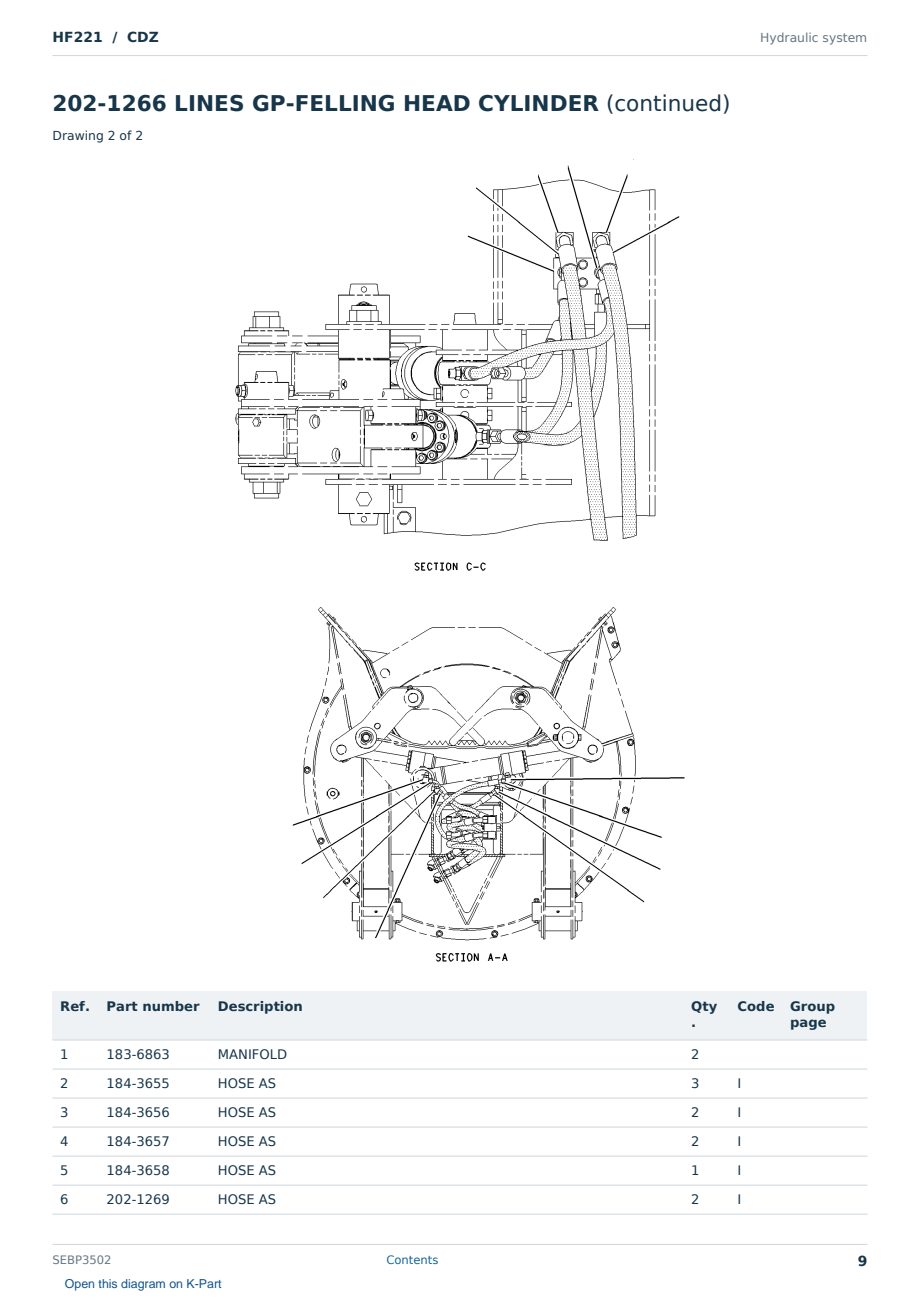 Caterpillar HF221 S/N CDZ Partsbook SEBP3502 (English) - sample page 9 of 10 Caterpillar HF221 S/N CDZ Partsbook SEBP3502 (English) - sample page 9 of 10