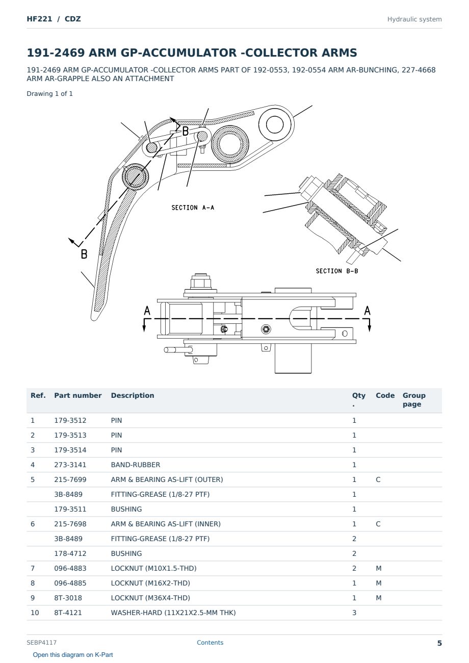 Caterpillar HF221 S/N CDZ Partsbook SEBP4117 (English) - sample page 5 of 10 Caterpillar HF221 S/N CDZ Partsbook SEBP4117 (English) - sample page 5 of 10