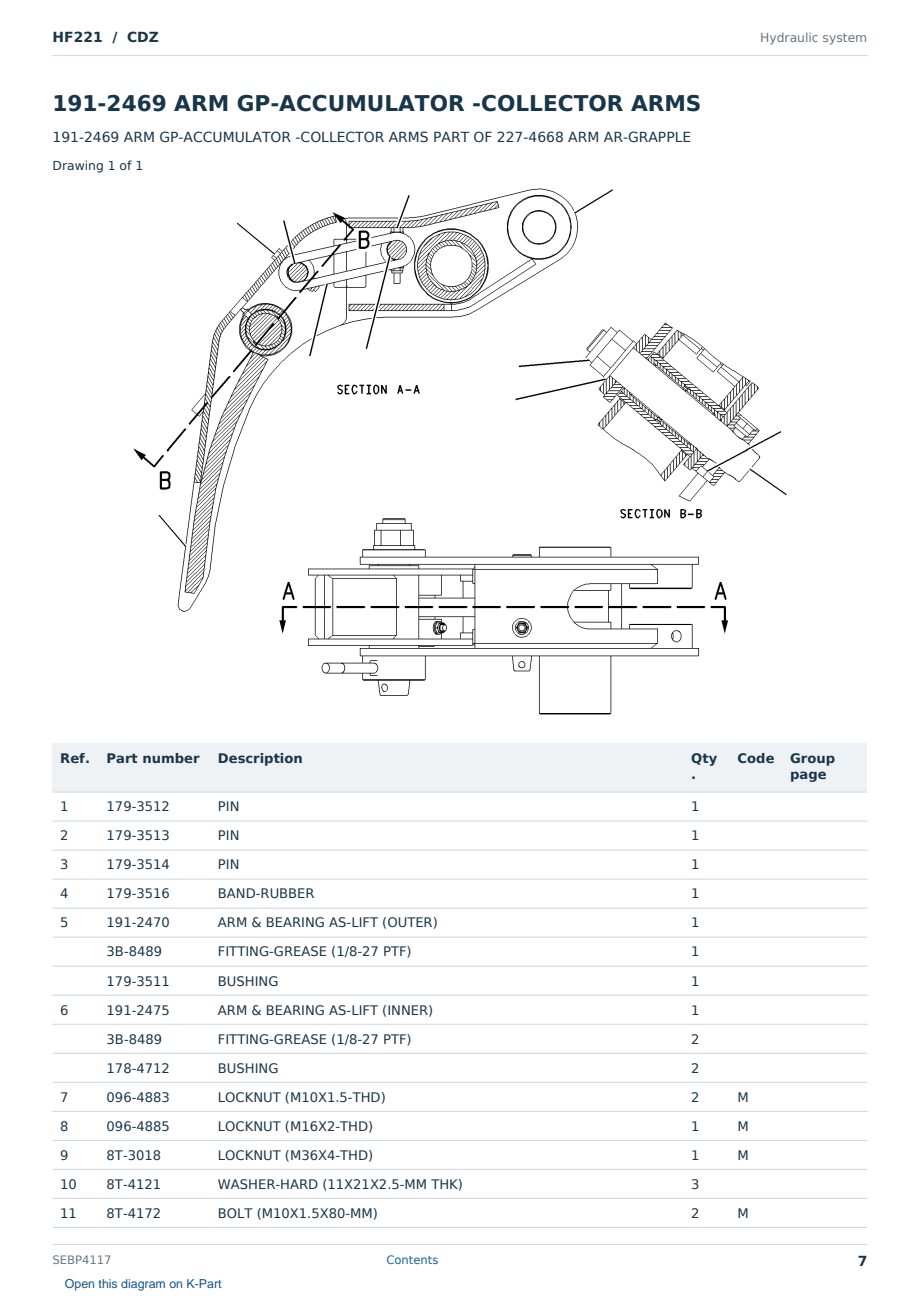 Caterpillar HF221 S/N CDZ Partsbook SEBP4117 (English) - sample page 7 of 10 Caterpillar HF221 S/N CDZ Partsbook SEBP4117 (English) - sample page 7 of 10