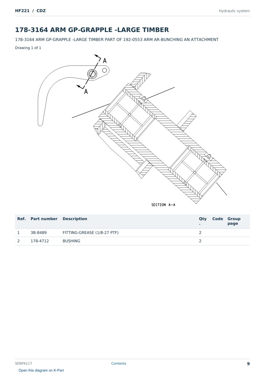 Caterpillar HF221 S/N CDZ Partsbook SEBP4117 (English) - sample page 9 of 10 Caterpillar HF221 S/N CDZ Partsbook SEBP4117 (English) - sample page 9 of 10