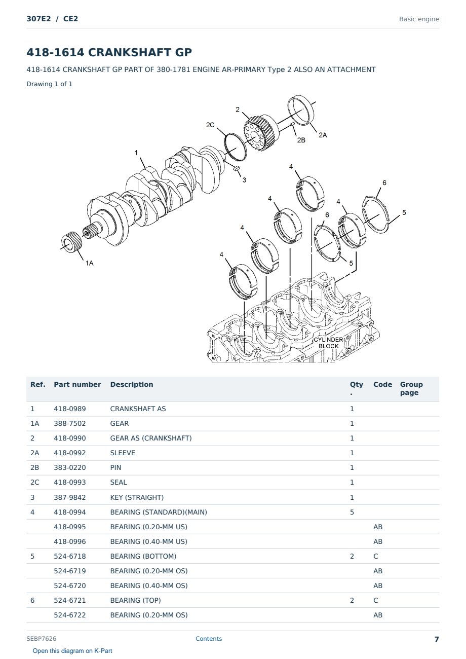 Caterpillar 307E2 S/N CE2 Partsbook SEBP7626 (English) - sample page 7 of 10 Caterpillar 307E2 S/N CE2 Partsbook SEBP7626 (English) - sample page 7 of 10