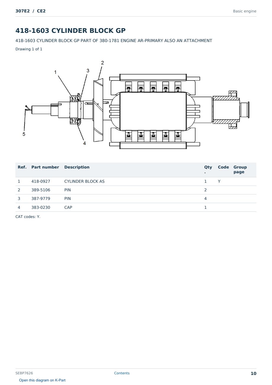 Caterpillar 307E2 S/N CE2 Partsbook SEBP7626 (English) - sample page 10 of 10 Caterpillar 307E2 S/N CE2 Partsbook SEBP7626 (English) - sample page 10 of 10