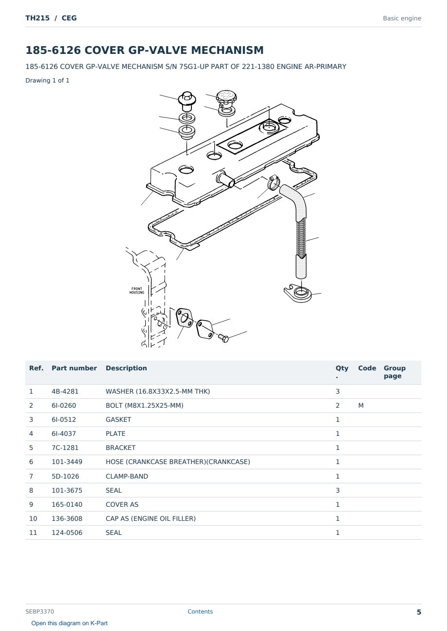 Caterpillar TH215 S/N CEG Partsbook SEBP3370 (English) - sample page 5 of 10 Caterpillar TH215 S/N CEG Partsbook SEBP3370 (English) - sample page 5 of 10