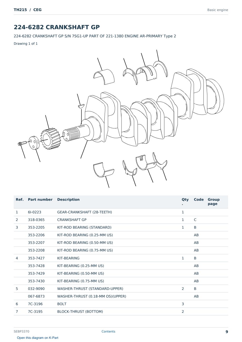 Caterpillar TH215 S/N CEG Partsbook SEBP3370 (English) - sample page 9 of 10 Caterpillar TH215 S/N CEG Partsbook SEBP3370 (English) - sample page 9 of 10