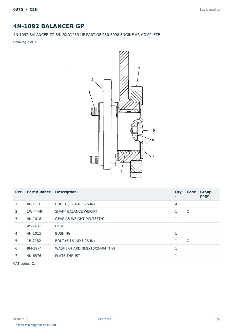 Caterpillar 637G S/N CEH Partsbook SEBP3622 (English) - sample page 9 of 10 Caterpillar 637G S/N CEH Partsbook SEBP3622 (English) - sample page 9 of 10