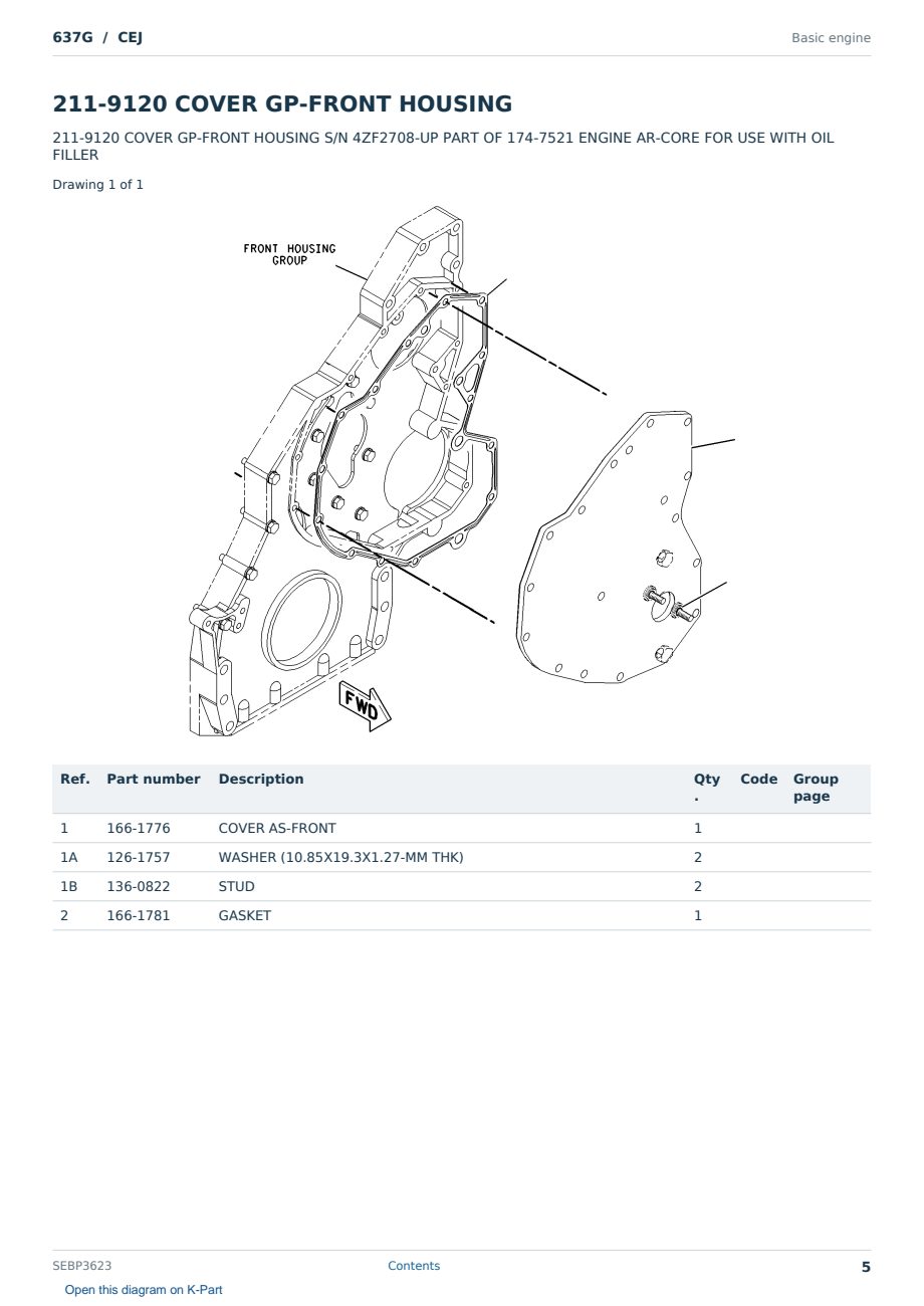 Caterpillar 637G S/N CEJ Partsbook SEBP3623 (English) - sample page 5 of 10 Caterpillar 637G S/N CEJ Partsbook SEBP3623 (English) - sample page 5 of 10
