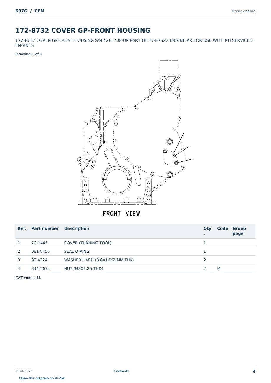 Caterpillar 637G S/N CEM Partsbook SEBP3624 (English) - sample page 4 of 10 Caterpillar 637G S/N CEM Partsbook SEBP3624 (English) - sample page 4 of 10