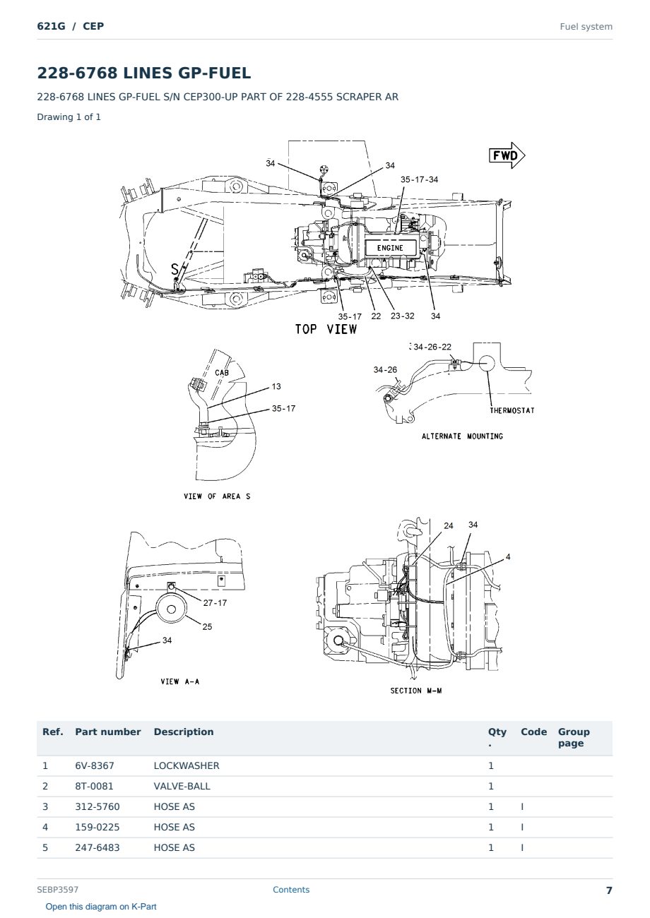 Caterpillar 621G S/N CEP Partsbook SEBP3597 (English) - sample page 7 of 10 Caterpillar 621G S/N CEP Partsbook SEBP3597 (English) - sample page 7 of 10
