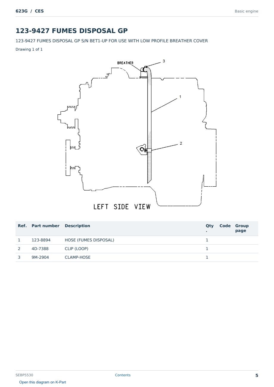 Caterpillar 623G S/N CES Partsbook SEBP5530 (English) - sample page 5 of 10 Caterpillar 623G S/N CES Partsbook SEBP5530 (English) - sample page 5 of 10