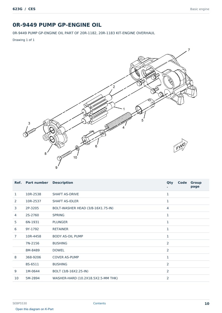 Caterpillar 623G S/N CES Partsbook SEBP5530 (English) - sample page 10 of 10 Caterpillar 623G S/N CES Partsbook SEBP5530 (English) - sample page 10 of 10