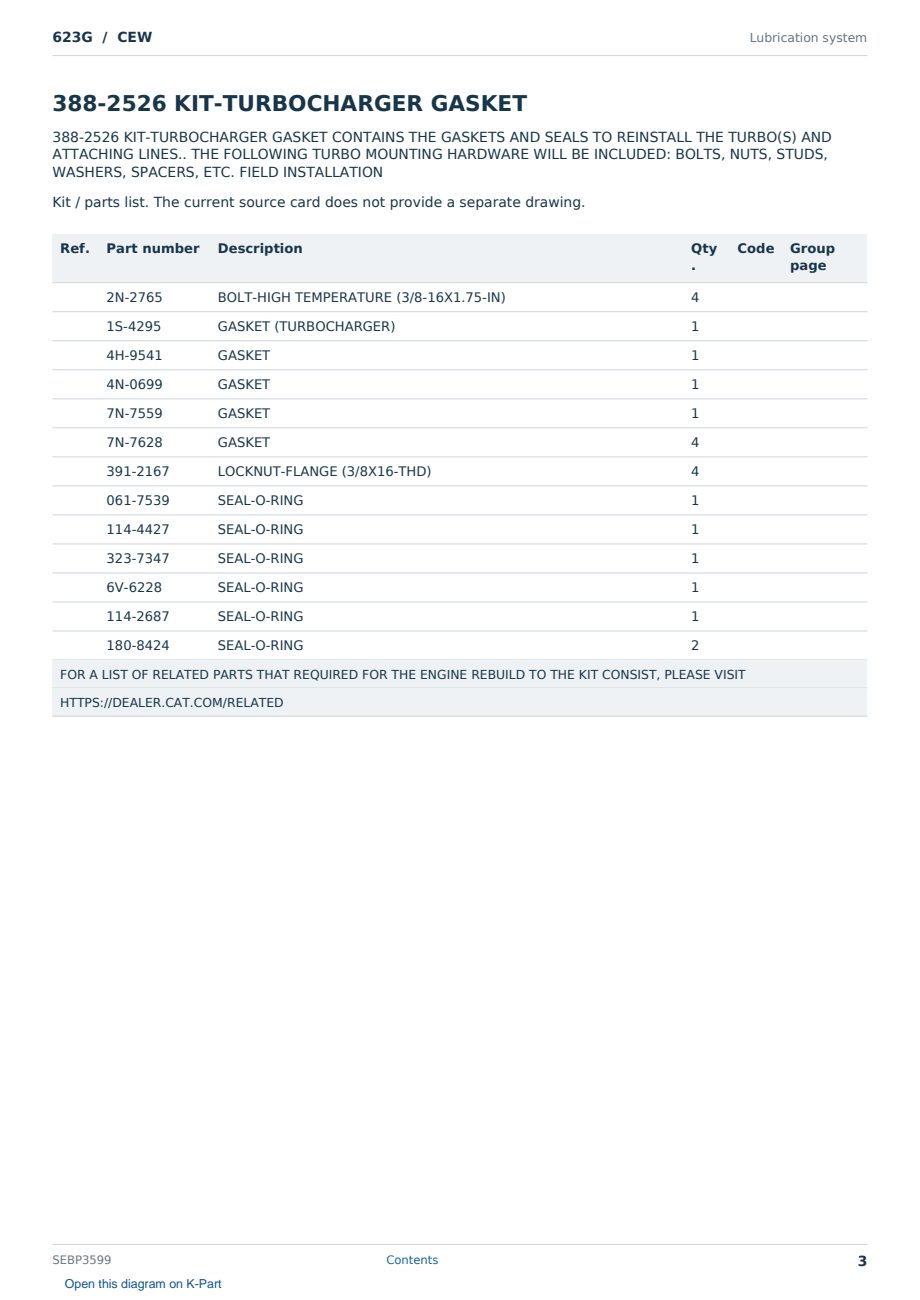 Caterpillar 623G S/N CEW Partsbook SEBP3599 (English) - sample page 3 of 10 Caterpillar 623G S/N CEW Partsbook SEBP3599 (English) - sample page 3 of 10