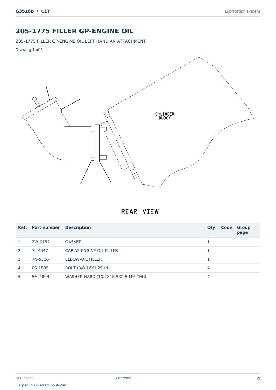 Caterpillar G3516B S/N CEY Partsbook SEBP3232 (English) - sample page 4 of 10 Caterpillar G3516B S/N CEY Partsbook SEBP3232 (English) - sample page 4 of 10