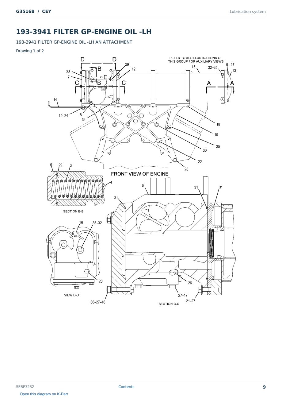 Caterpillar G3516B S/N CEY Partsbook SEBP3232 (English) - sample page 9 of 10 Caterpillar G3516B S/N CEY Partsbook SEBP3232 (English) - sample page 9 of 10
