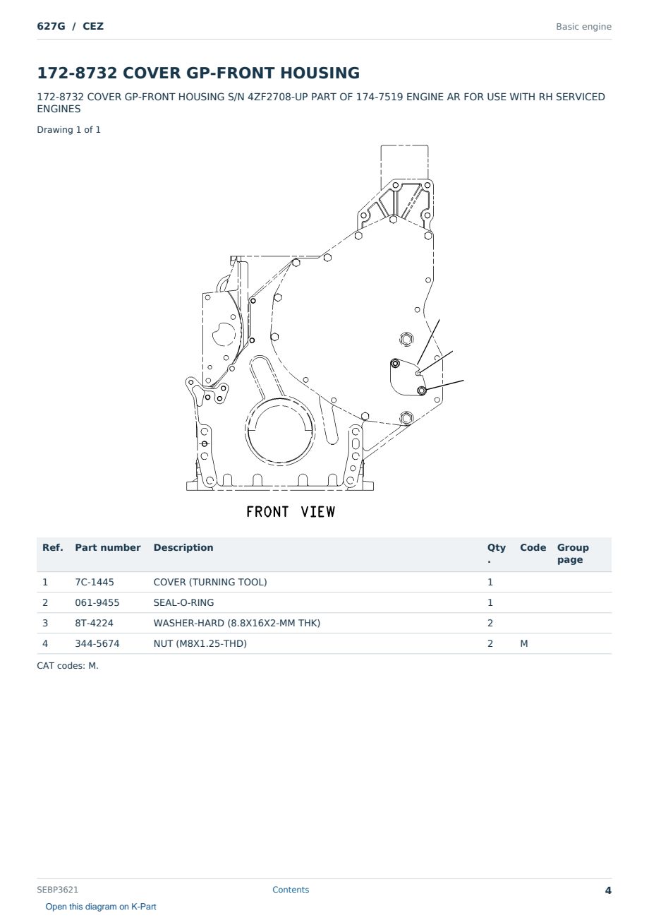 Caterpillar 627G S/N CEZ Partsbook SEBP3621 (English) - sample page 4 of 10 Caterpillar 627G S/N CEZ Partsbook SEBP3621 (English) - sample page 4 of 10