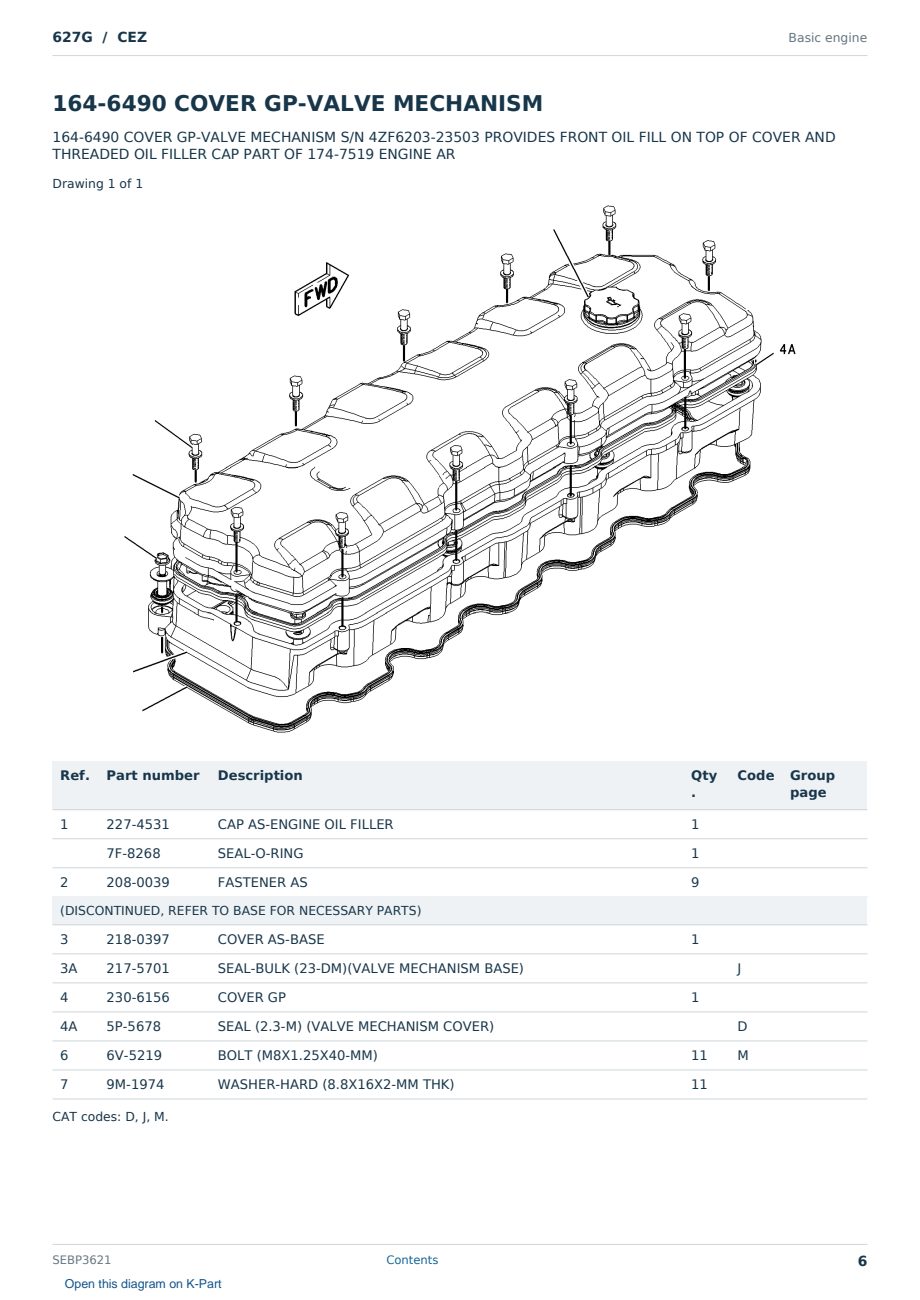 Caterpillar 627G S/N CEZ Partsbook SEBP3621 (English) - sample page 6 of 10 Caterpillar 627G S/N CEZ Partsbook SEBP3621 (English) - sample page 6 of 10