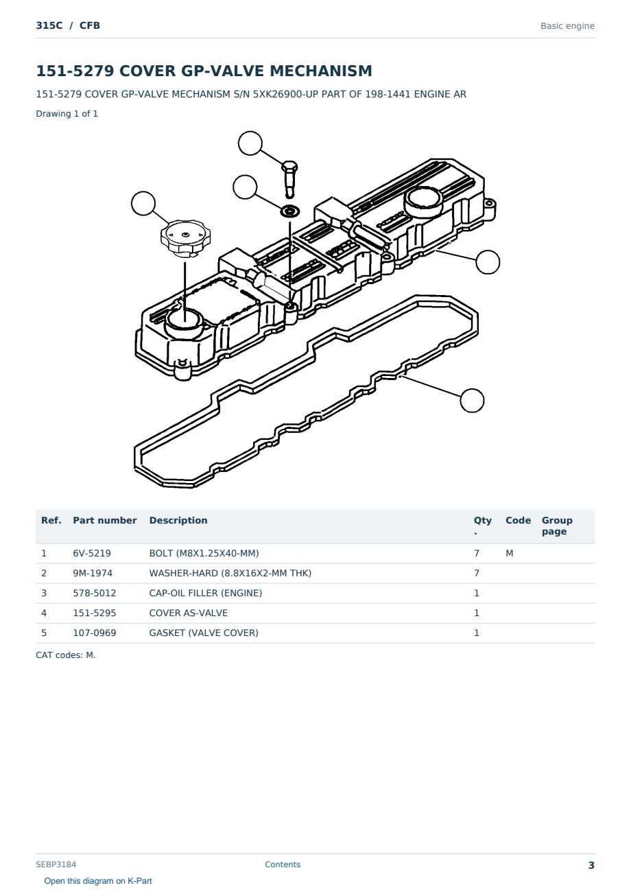 Caterpillar 315C S/N CFB Partsbook SEBP3184 (English) - sample page 3 of 10 Caterpillar 315C S/N CFB Partsbook SEBP3184 (English) - sample page 3 of 10