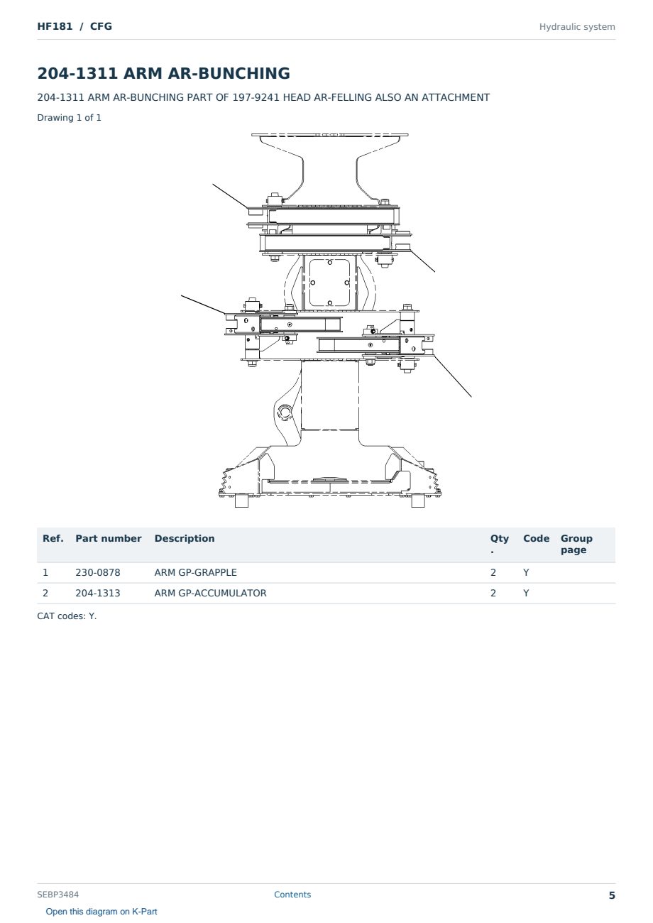 Caterpillar HF181 S/N CFG Partsbook SEBP3484 (English) - sample page 5 of 10 Caterpillar HF181 S/N CFG Partsbook SEBP3484 (English) - sample page 5 of 10