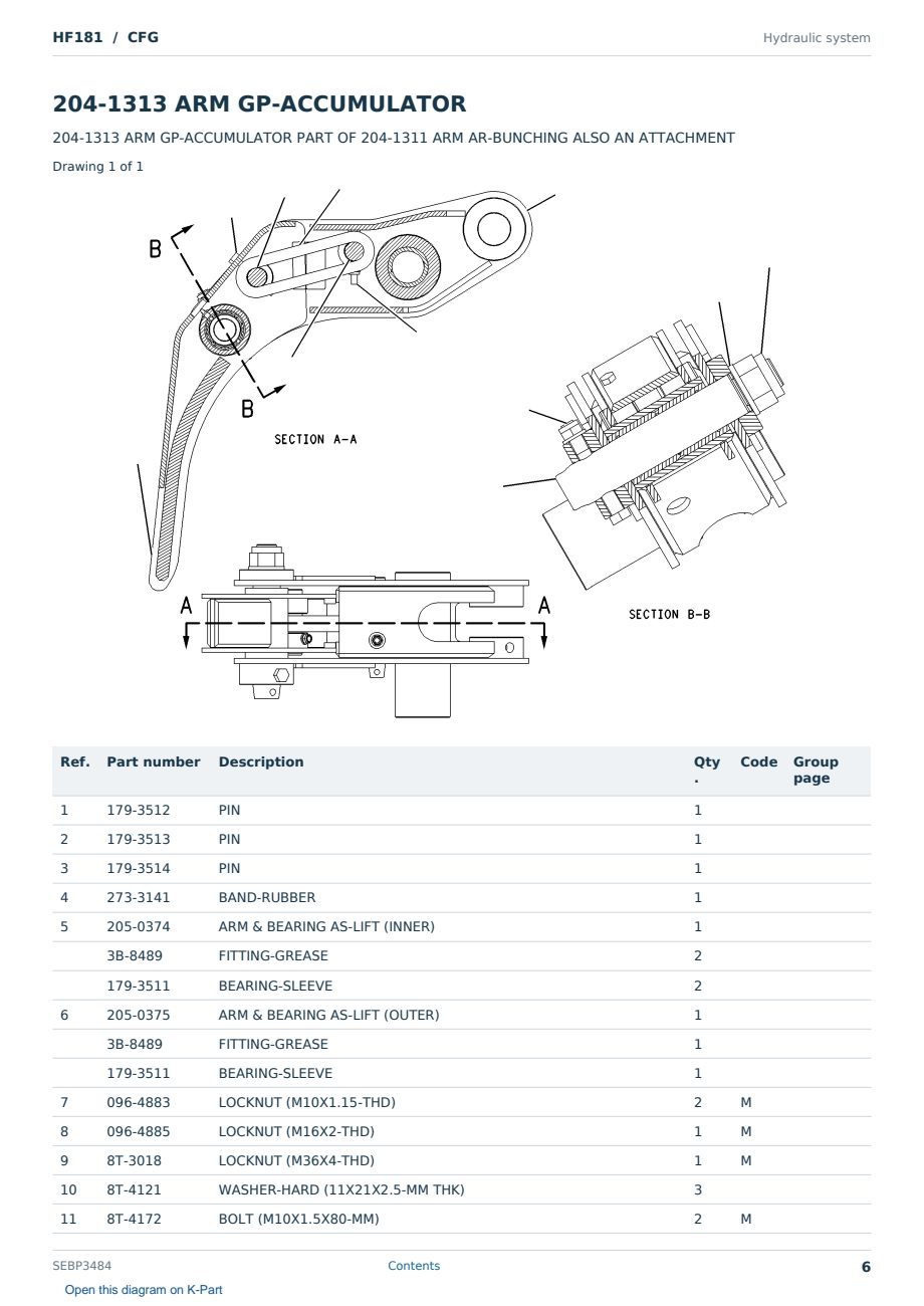 Caterpillar HF181 S/N CFG Partsbook SEBP3484 (English) - sample page 6 of 10 Caterpillar HF181 S/N CFG Partsbook SEBP3484 (English) - sample page 6 of 10