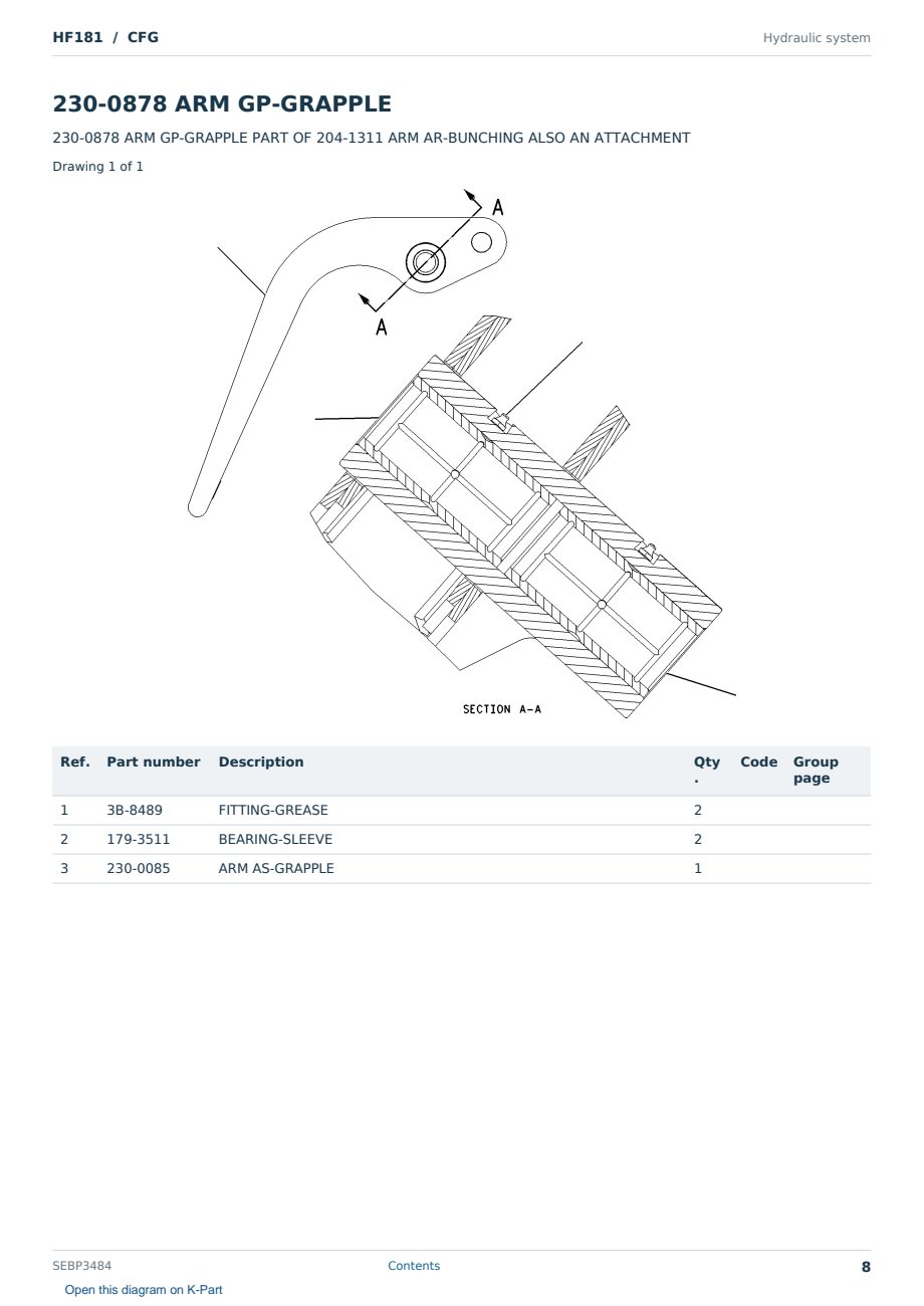 Caterpillar HF181 S/N CFG Partsbook SEBP3484 (English) - sample page 8 of 10 Caterpillar HF181 S/N CFG Partsbook SEBP3484 (English) - sample page 8 of 10