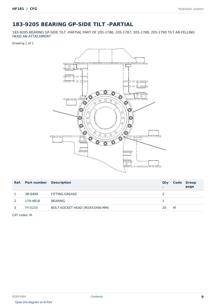 Caterpillar HF181 S/N CFG Partsbook SEBP3484 (English) - sample page 9 of 10 Caterpillar HF181 S/N CFG Partsbook SEBP3484 (English) - sample page 9 of 10