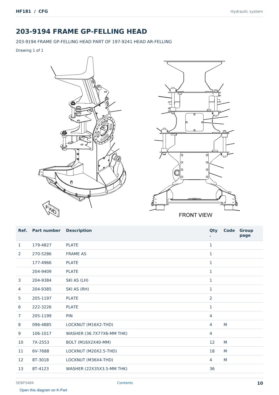 Caterpillar HF181 S/N CFG Partsbook SEBP3484 (English) - sample page 10 of 10 Caterpillar HF181 S/N CFG Partsbook SEBP3484 (English) - sample page 10 of 10