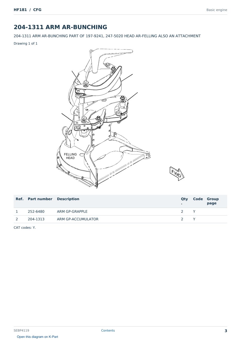 Caterpillar HF181 S/N CFG Partsbook SEBP4119 (English) - sample page 3 of 10 Caterpillar HF181 S/N CFG Partsbook SEBP4119 (English) - sample page 3 of 10