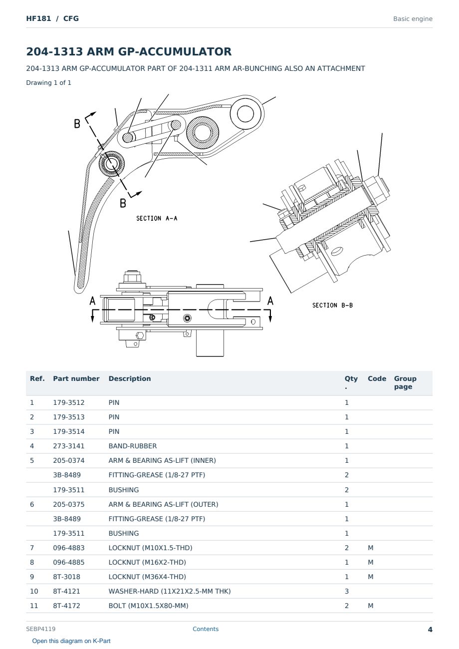Caterpillar HF181 S/N CFG Partsbook SEBP4119 (English) - sample page 4 of 10 Caterpillar HF181 S/N CFG Partsbook SEBP4119 (English) - sample page 4 of 10