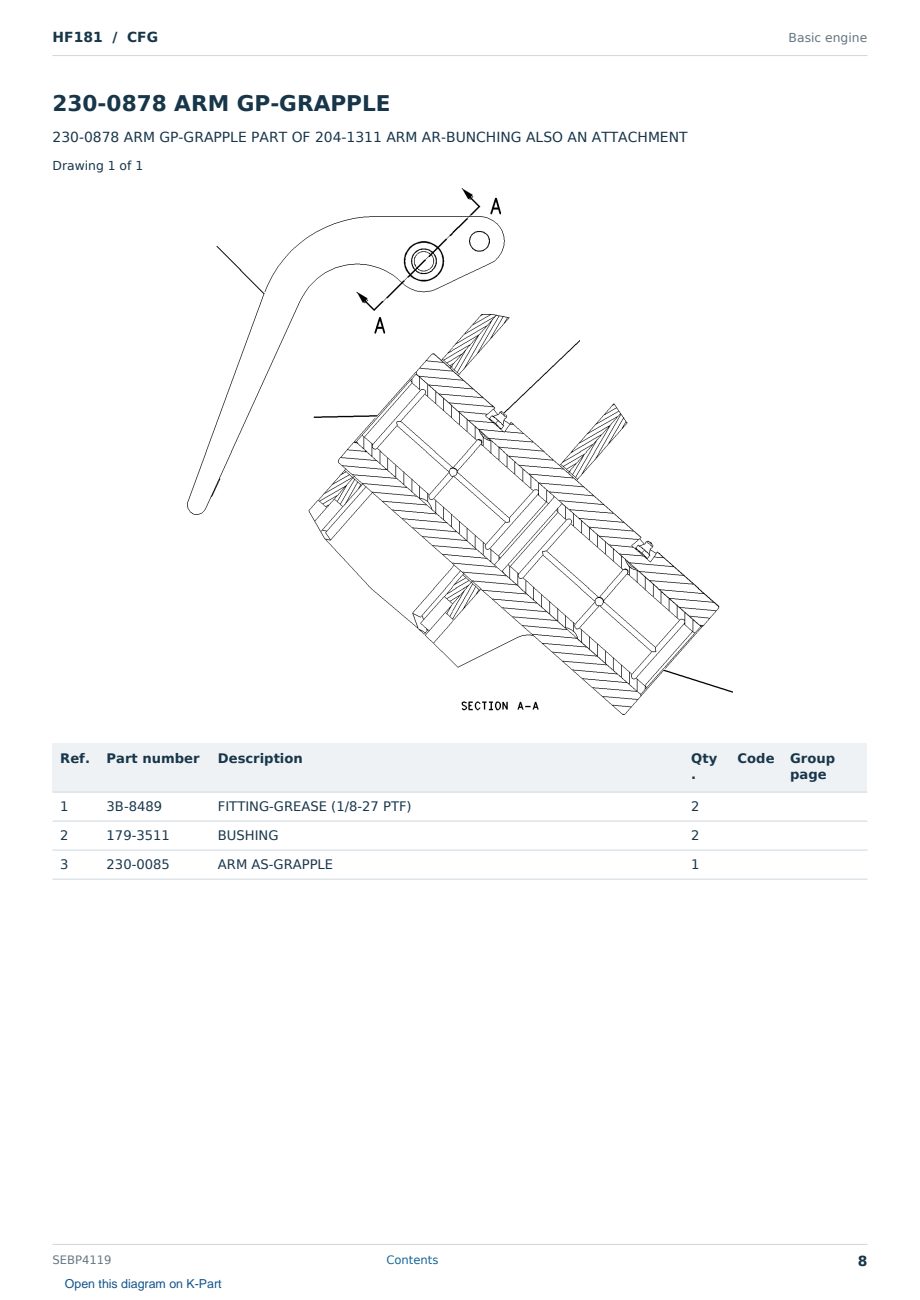 Caterpillar HF181 S/N CFG Partsbook SEBP4119 (English) - sample page 8 of 10 Caterpillar HF181 S/N CFG Partsbook SEBP4119 (English) - sample page 8 of 10