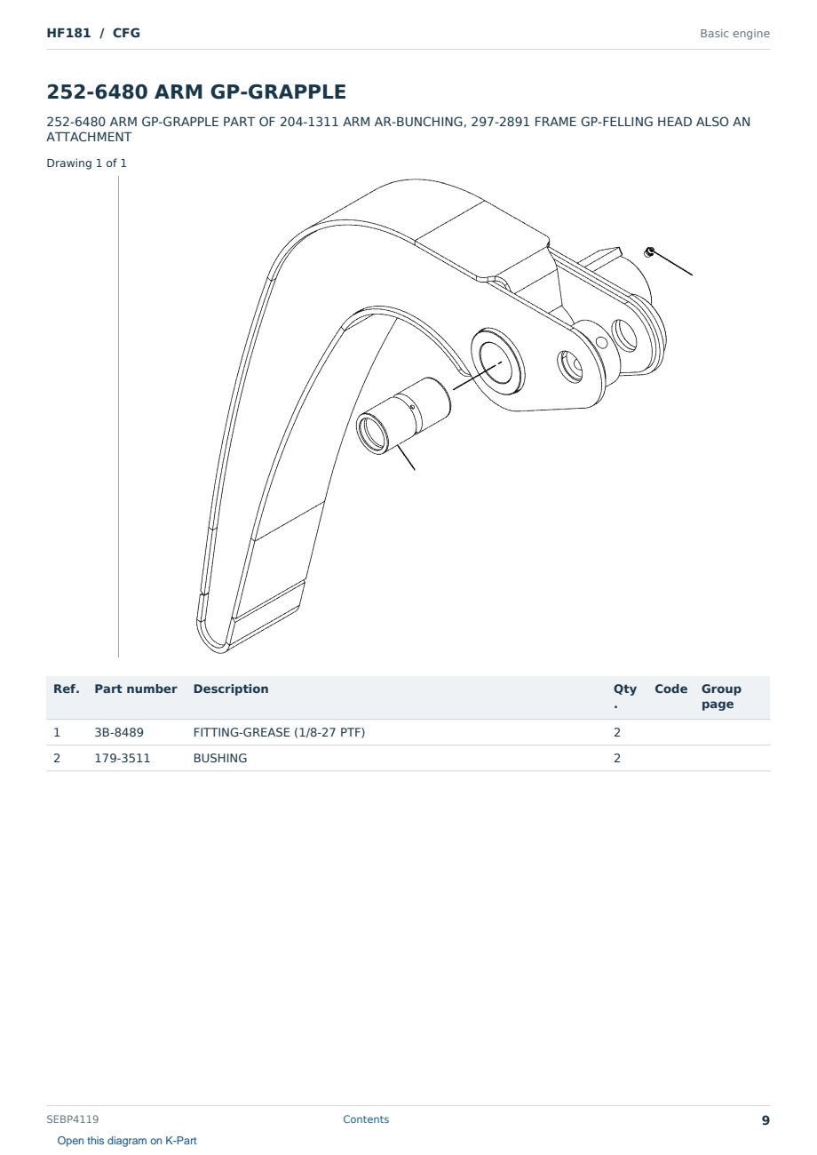Caterpillar HF181 S/N CFG Partsbook SEBP4119 (English) - sample page 9 of 10 Caterpillar HF181 S/N CFG Partsbook SEBP4119 (English) - sample page 9 of 10
