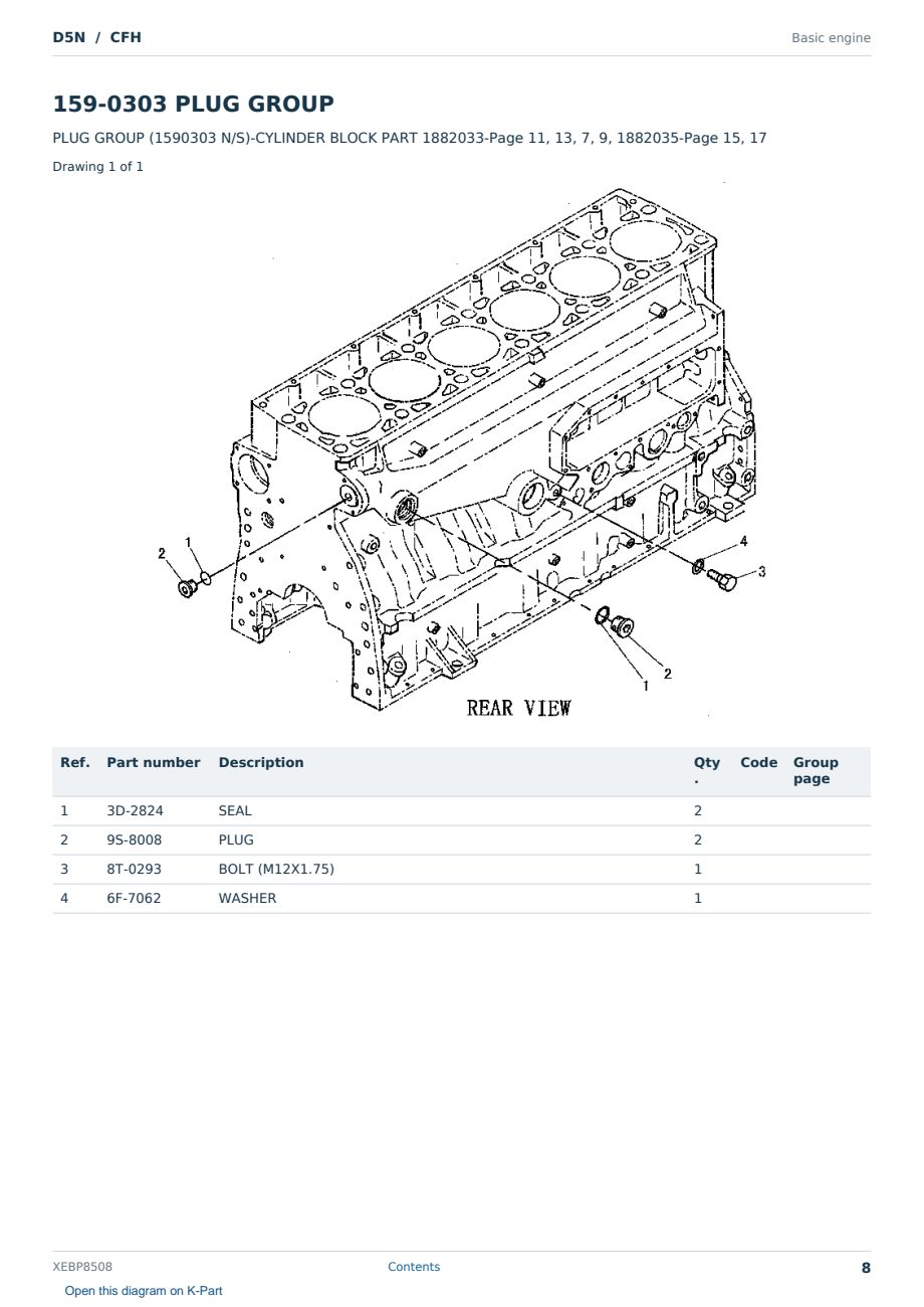 Caterpillar D5N S/N CFH Partsbook XEBP8508 (English) - sample page 8 of 10 Caterpillar D5N S/N CFH Partsbook XEBP8508 (English) - sample page 8 of 10