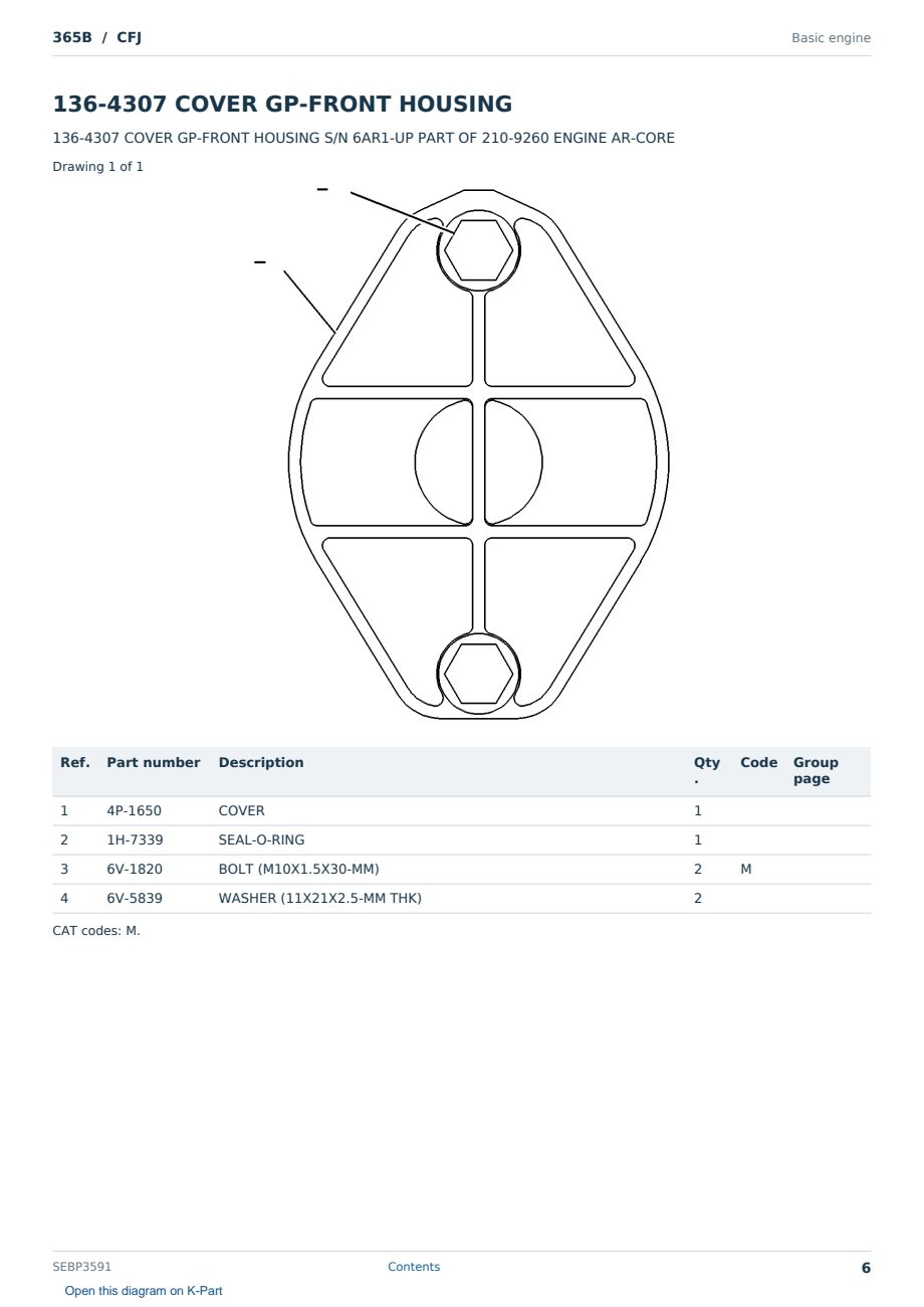 Caterpillar 365B S/N CFJ Partsbook SEBP3591 (English) - sample page 6 of 10 Caterpillar 365B S/N CFJ Partsbook SEBP3591 (English) - sample page 6 of 10