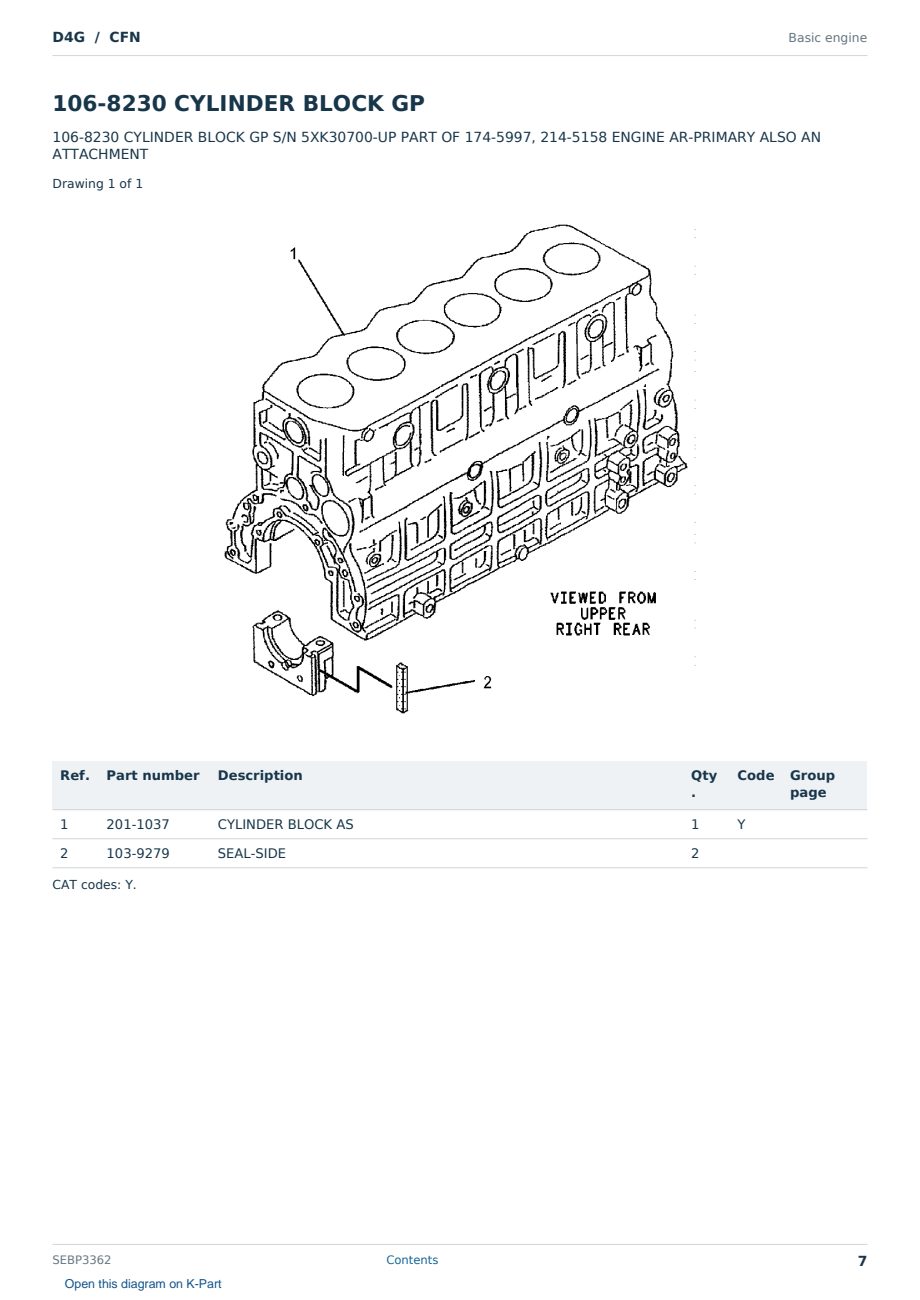 Caterpillar D4G S/N CFN Partsbook SEBP3362 (English) - sample page 7 of 10 Caterpillar D4G S/N CFN Partsbook SEBP3362 (English) - sample page 7 of 10