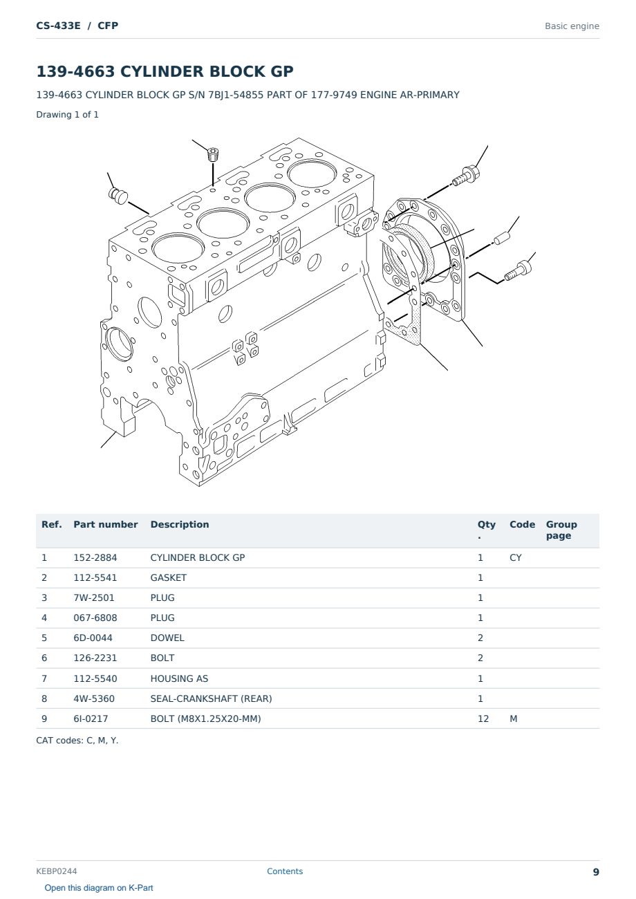 Caterpillar CS-433E S/N CFP Partsbook KEBP0244 (English) - sample page 9 of 10 Caterpillar CS-433E S/N CFP Partsbook KEBP0244 (English) - sample page 9 of 10