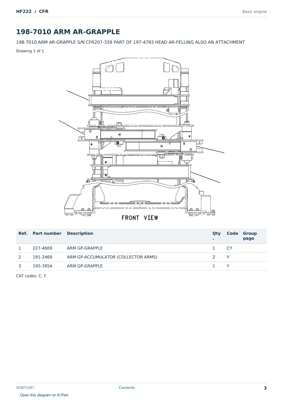 Caterpillar HF222 S/N CFR Partsbook SEBP3387 (English) - sample page 3 of 10 Caterpillar HF222 S/N CFR Partsbook SEBP3387 (English) - sample page 3 of 10