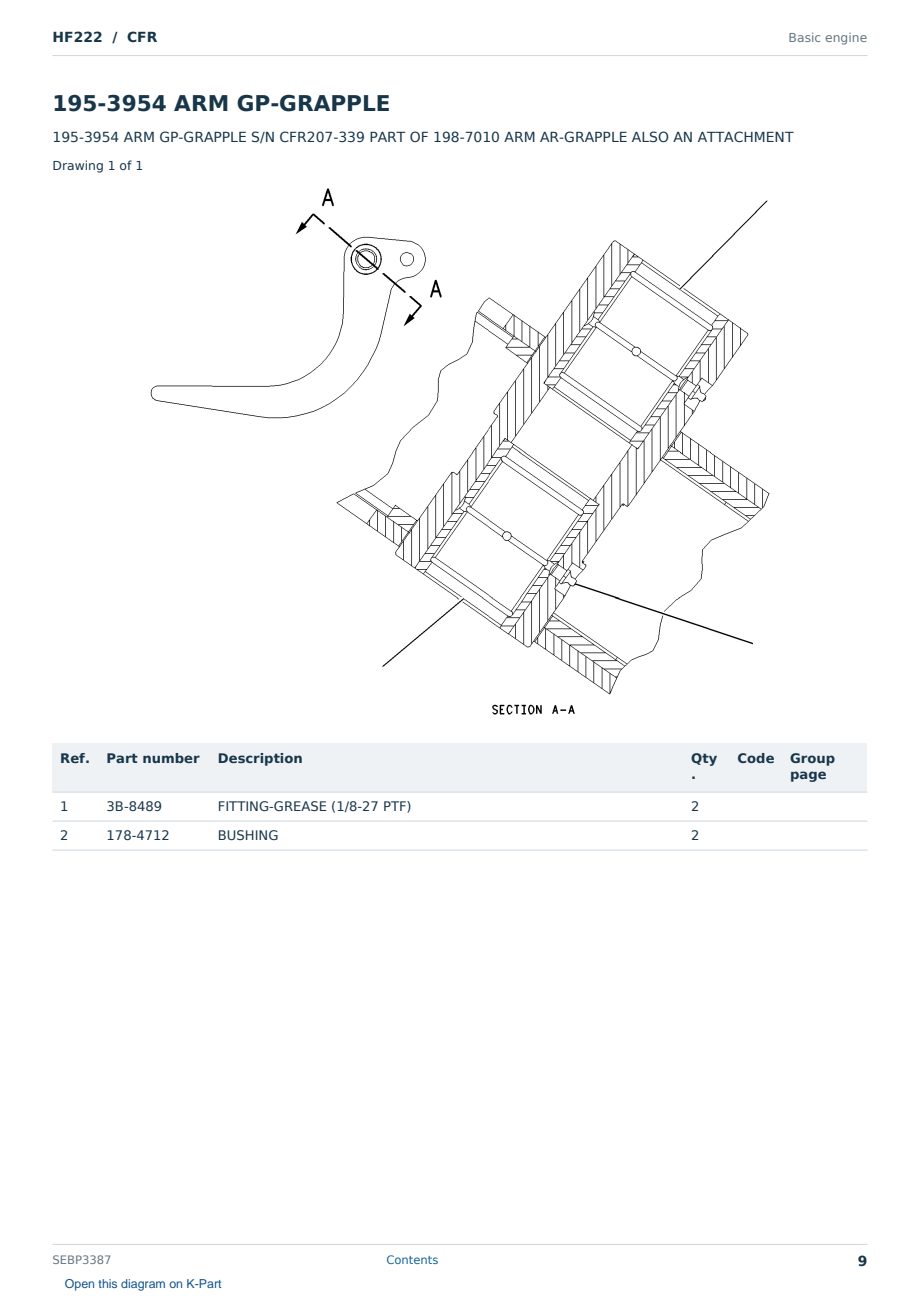 Caterpillar HF222 S/N CFR Partsbook SEBP3387 (English) - sample page 9 of 10 Caterpillar HF222 S/N CFR Partsbook SEBP3387 (English) - sample page 9 of 10