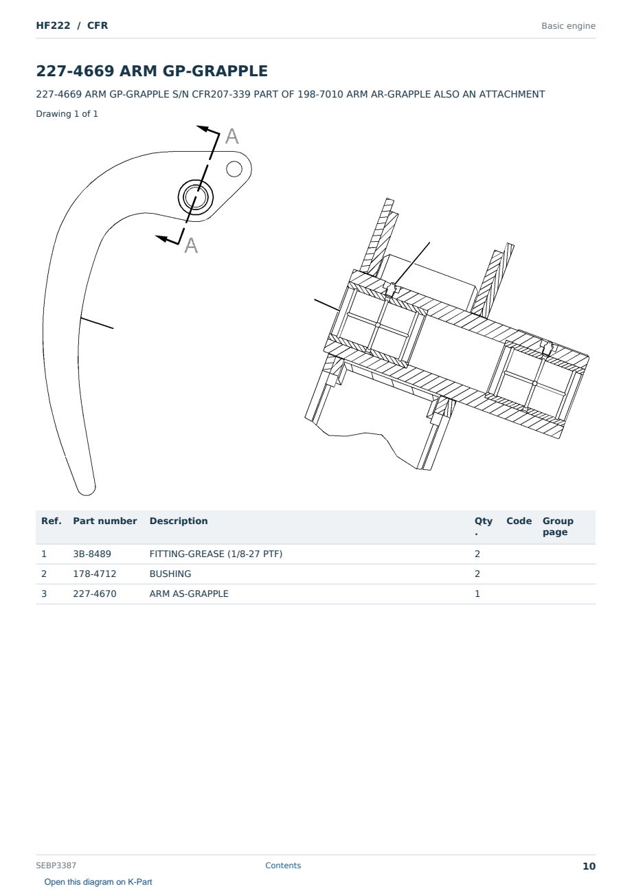 Caterpillar HF222 S/N CFR Partsbook SEBP3387 (English) - sample page 10 of 10 Caterpillar HF222 S/N CFR Partsbook SEBP3387 (English) - sample page 10 of 10