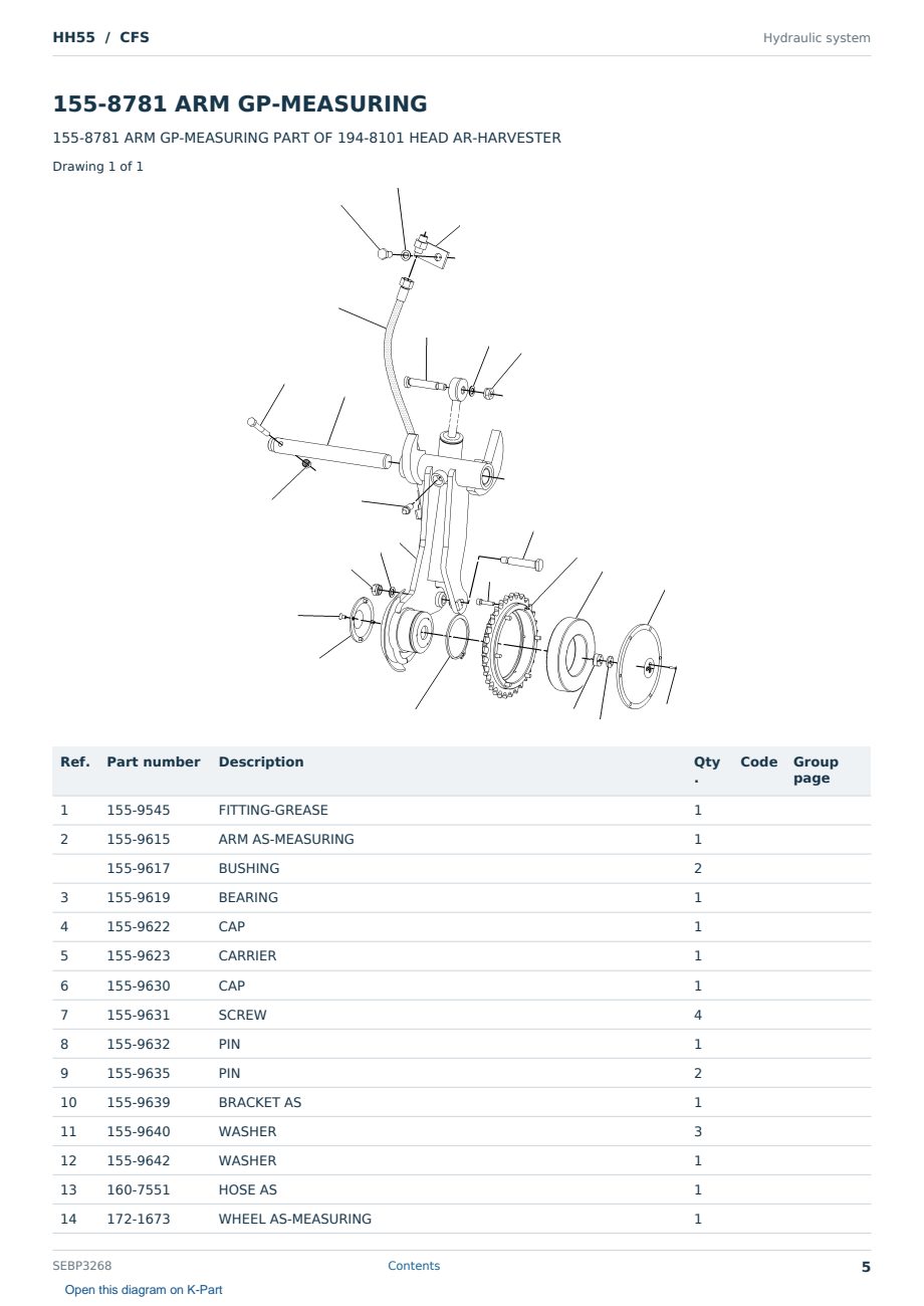 Caterpillar HH55 S/N CFS Partsbook SEBP3268 (English) - sample page 5 of 10 Caterpillar HH55 S/N CFS Partsbook SEBP3268 (English) - sample page 5 of 10