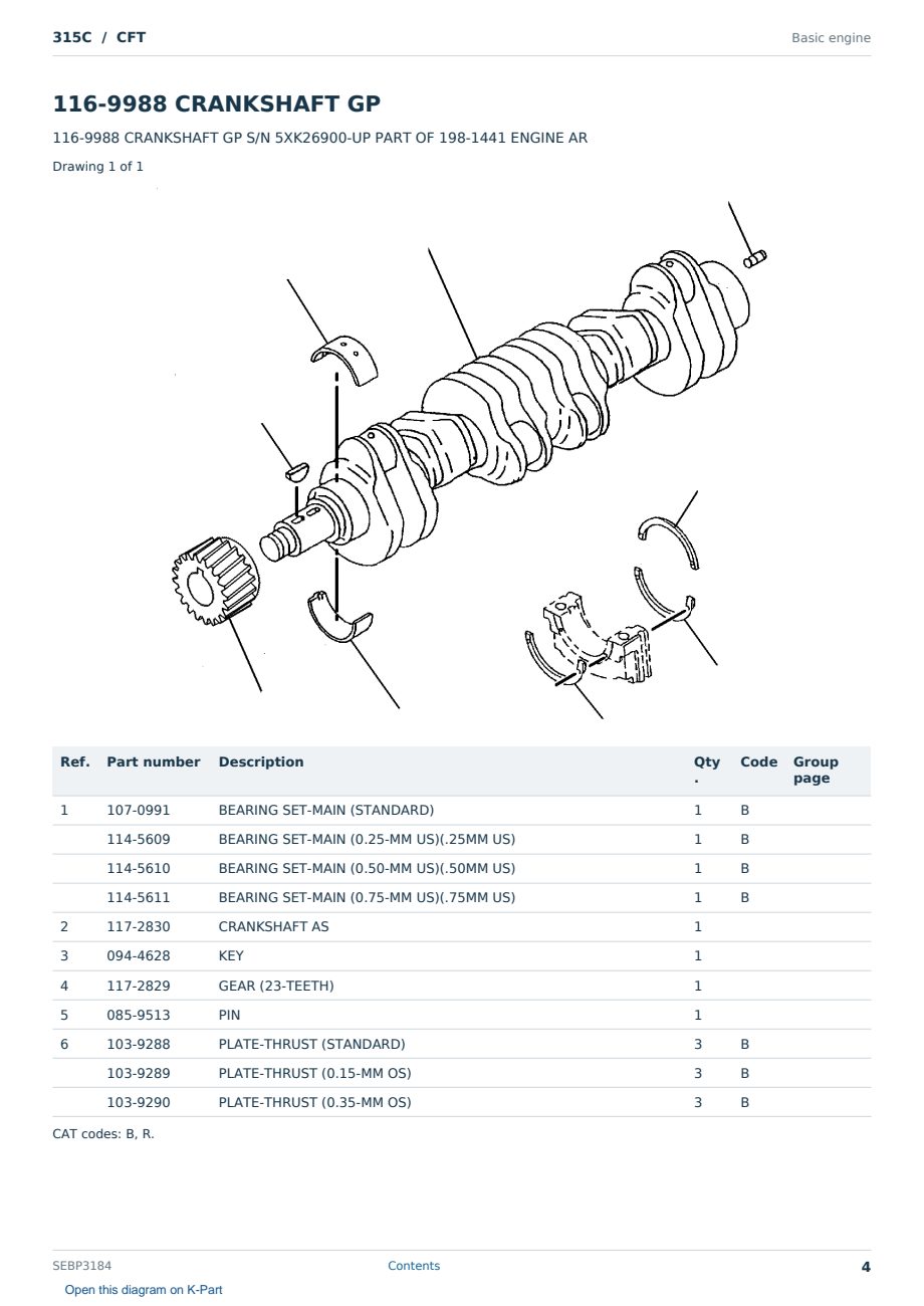 Caterpillar 315C S/N CFT Partsbook SEBP3184 (English) - sample page 4 of 10 Caterpillar 315C S/N CFT Partsbook SEBP3184 (English) - sample page 4 of 10