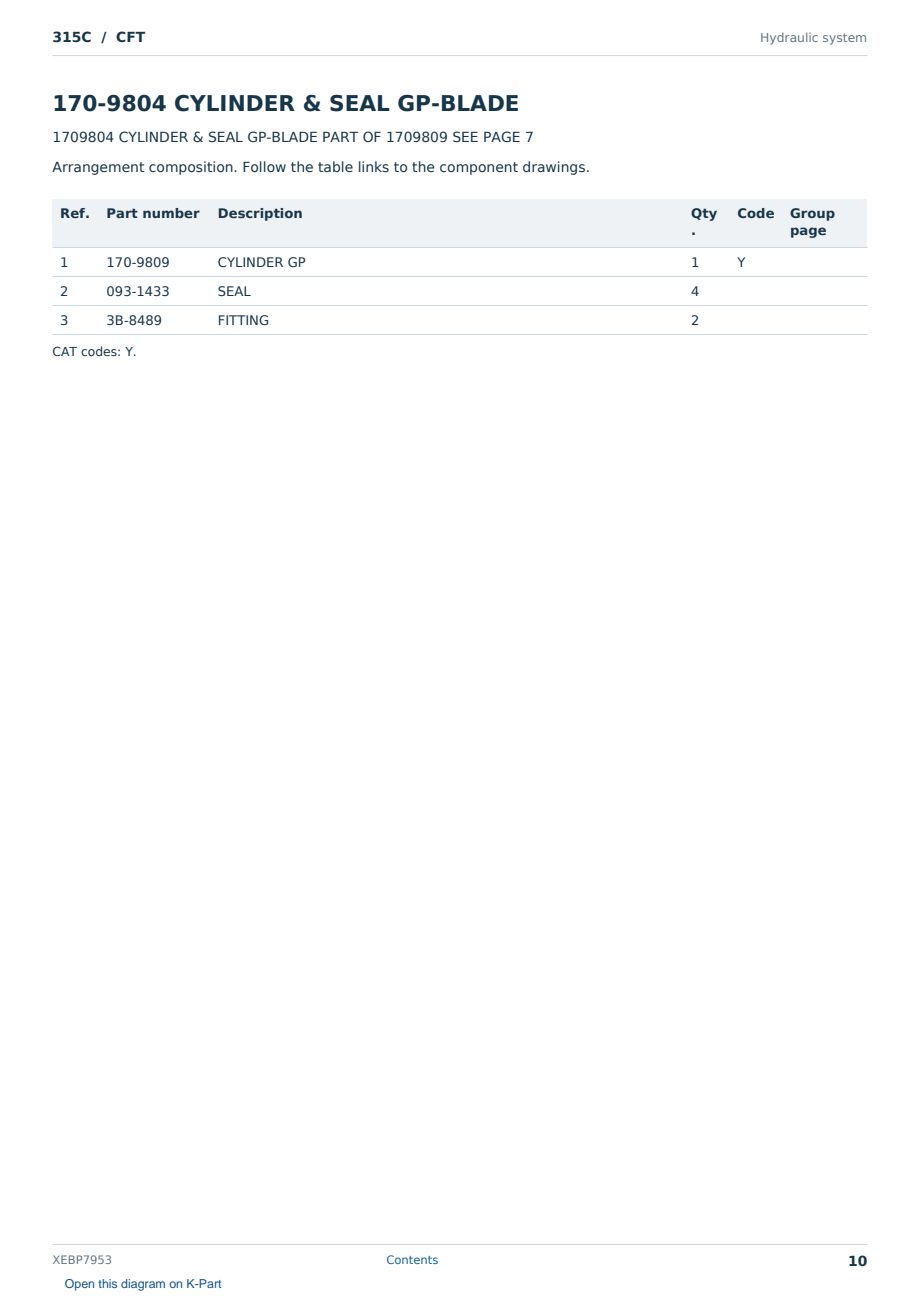 Caterpillar 315C S/N CFT Partsbook XEBP7953 (English) - sample page 10 of 10 Caterpillar 315C S/N CFT Partsbook XEBP7953 (English) - sample page 10 of 10