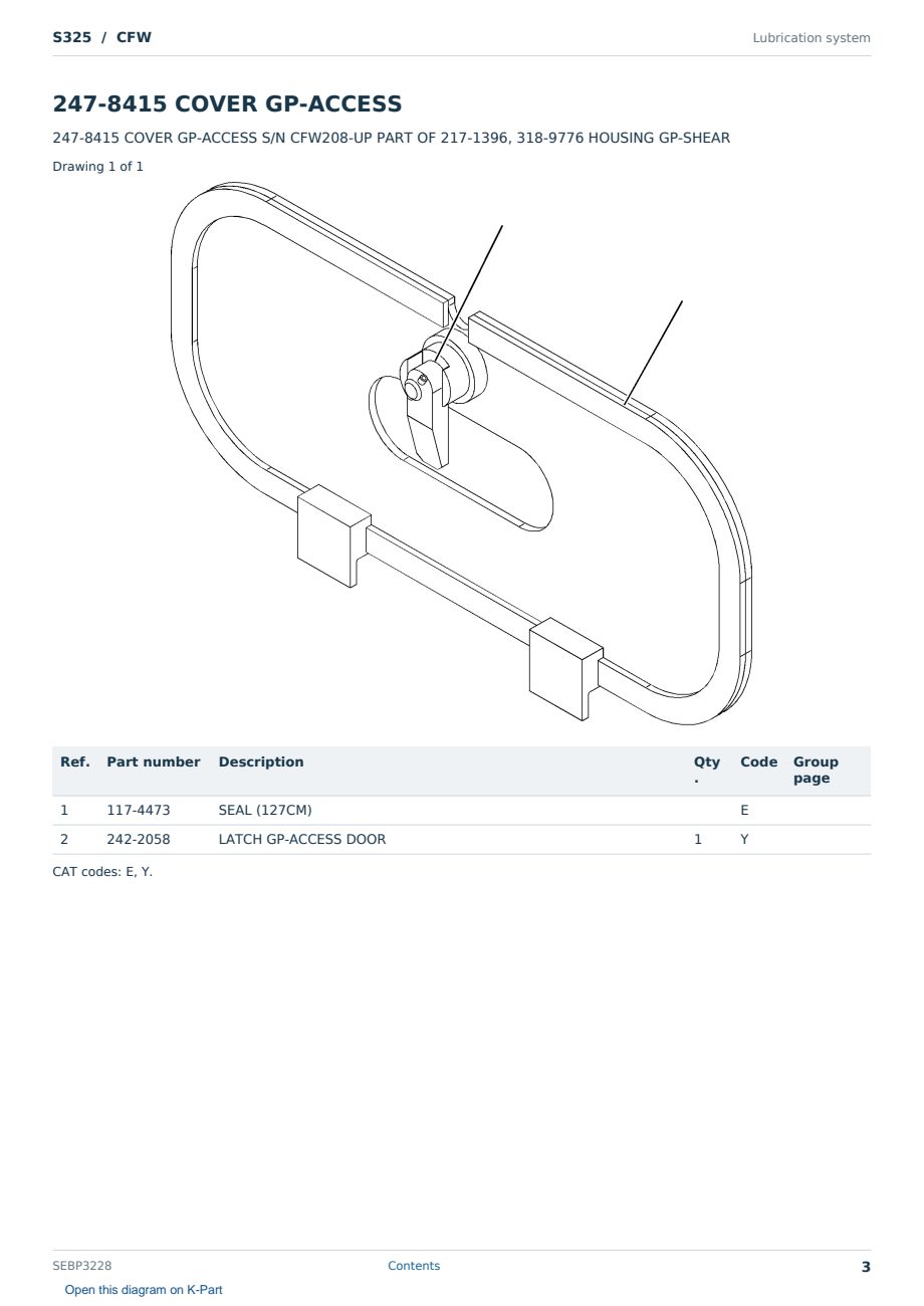 Caterpillar S325 S/N CFW Partsbook SEBP3228 (English) - sample page 3 of 10 Caterpillar S325 S/N CFW Partsbook SEBP3228 (English) - sample page 3 of 10