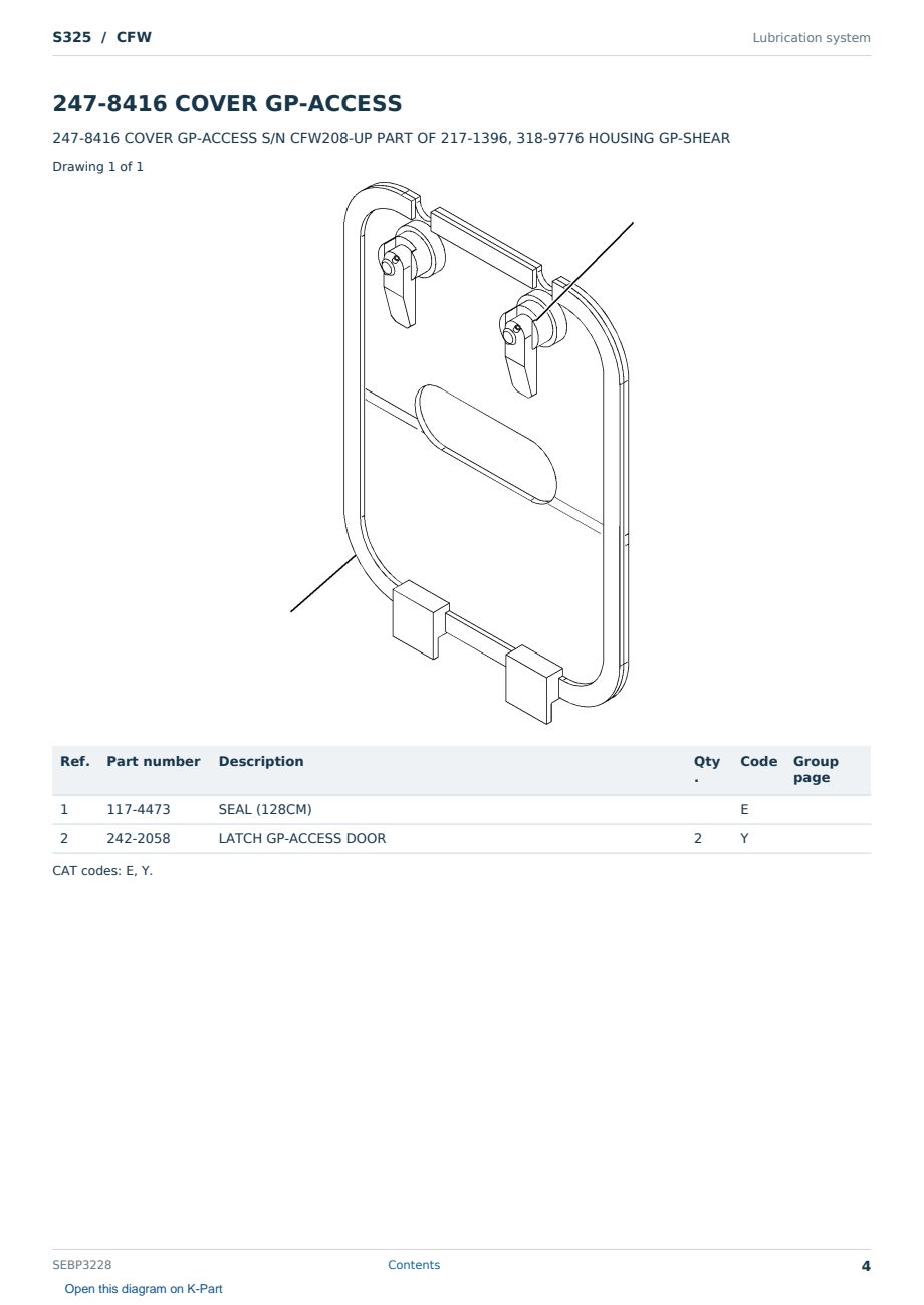 Caterpillar S325 S/N CFW Partsbook SEBP3228 (English) - sample page 4 of 10 Caterpillar S325 S/N CFW Partsbook SEBP3228 (English) - sample page 4 of 10