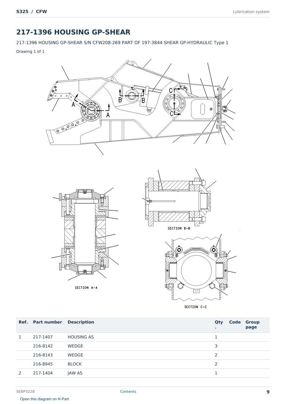 Caterpillar S325 S/N CFW Partsbook SEBP3228 (English) - sample page 9 of 10 Caterpillar S325 S/N CFW Partsbook SEBP3228 (English) - sample page 9 of 10
