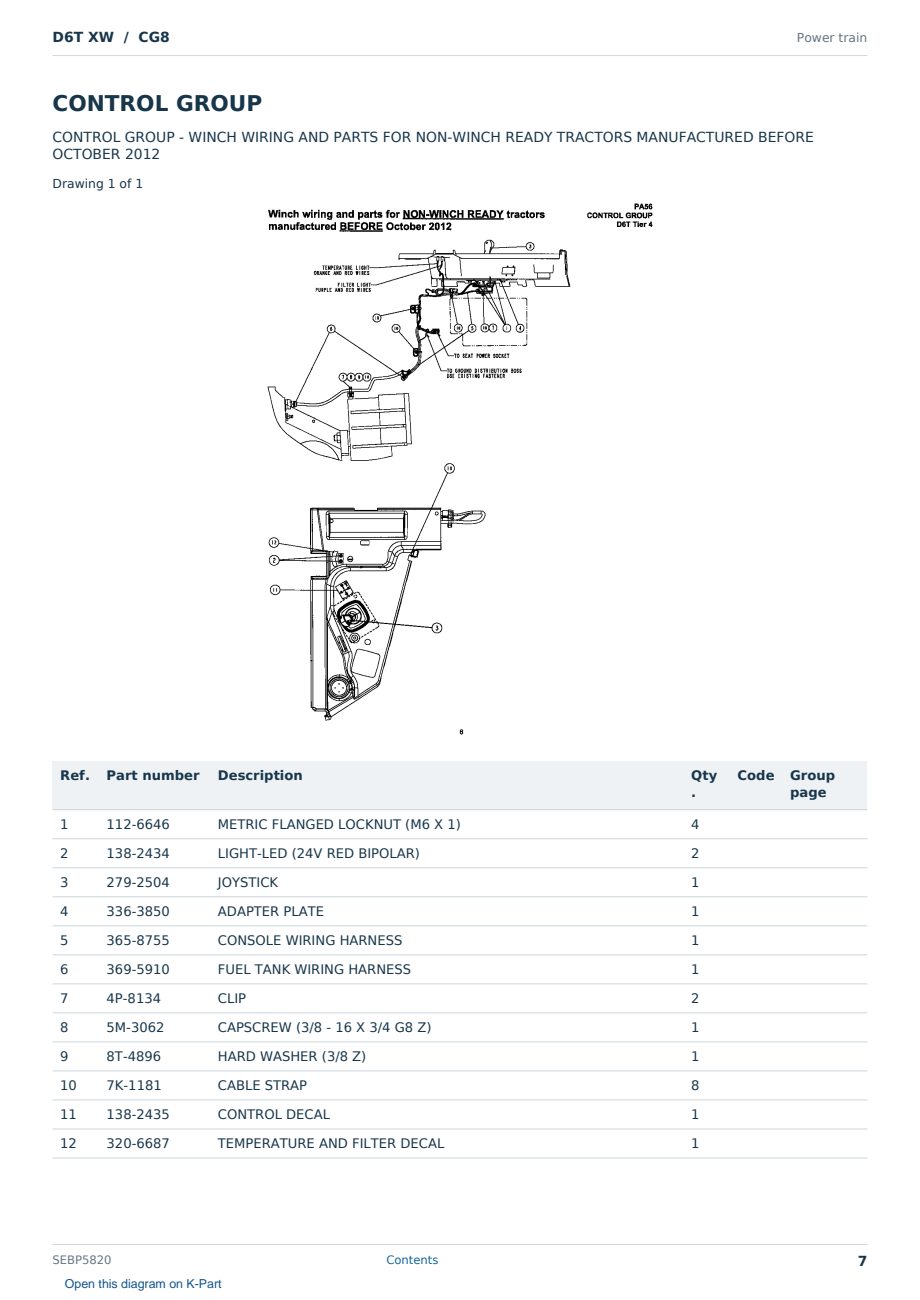 Caterpillar D6T XW S/N CG8 Partsbook SEBP5820 (English) - sample page 7 of 10 Caterpillar D6T XW S/N CG8 Partsbook SEBP5820 (English) - sample page 7 of 10