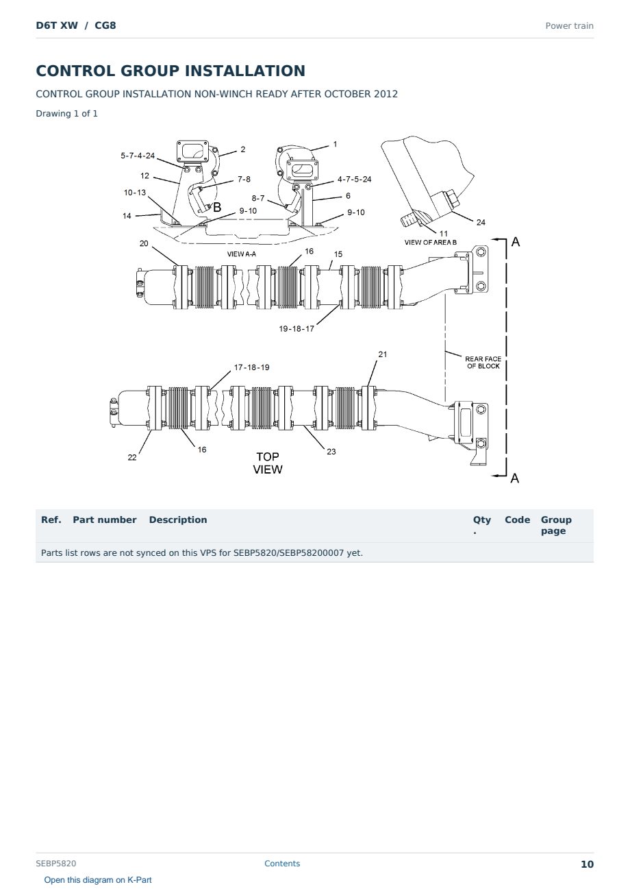 Caterpillar D6T XW S/N CG8 Partsbook SEBP5820 (English) - sample page 10 of 10 Caterpillar D6T XW S/N CG8 Partsbook SEBP5820 (English) - sample page 10 of 10