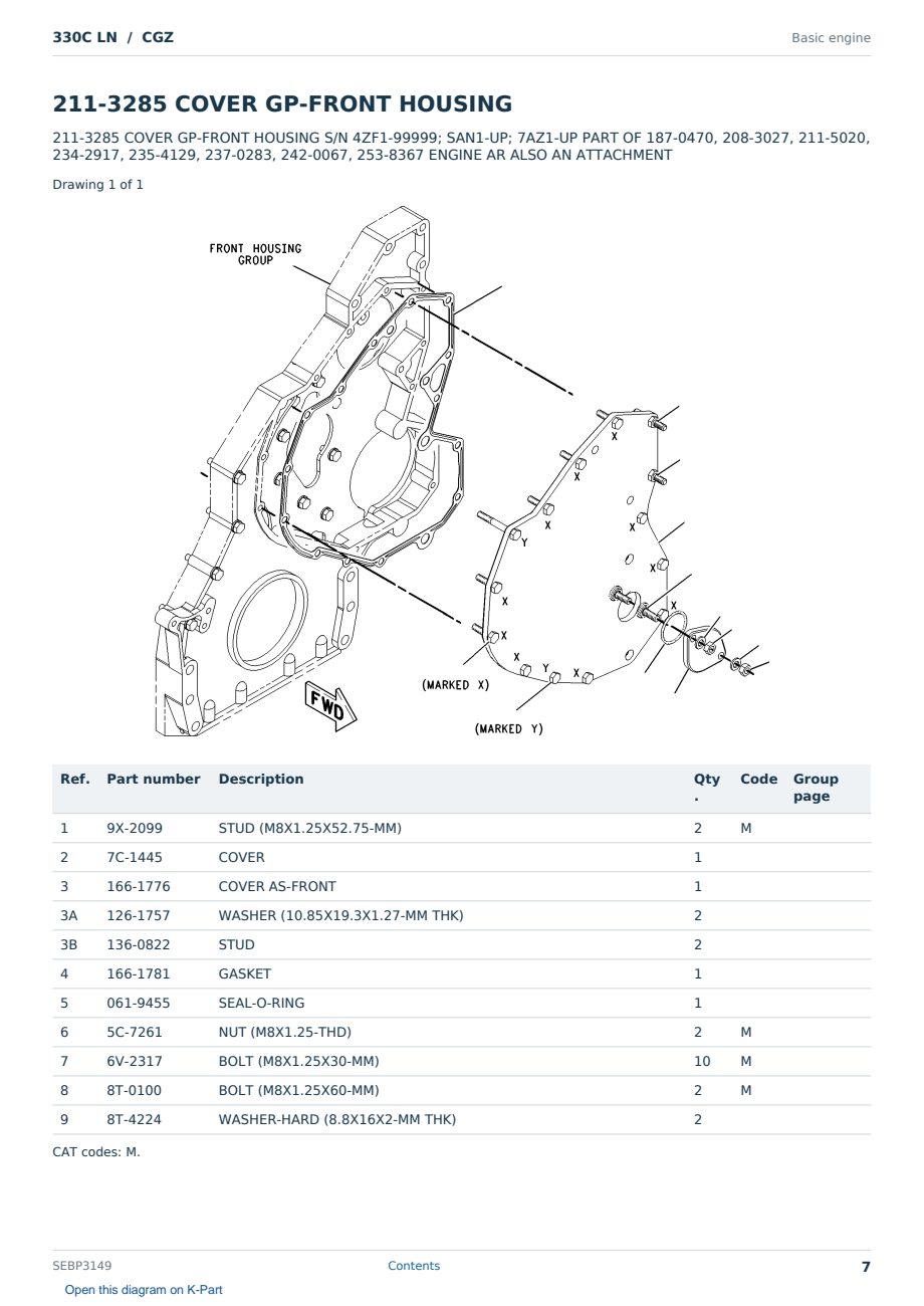 Caterpillar 330C LN S/N CGZ Partsbook SEBP3149 (English) - sample page 7 of 10 Caterpillar 330C LN S/N CGZ Partsbook SEBP3149 (English) - sample page 7 of 10