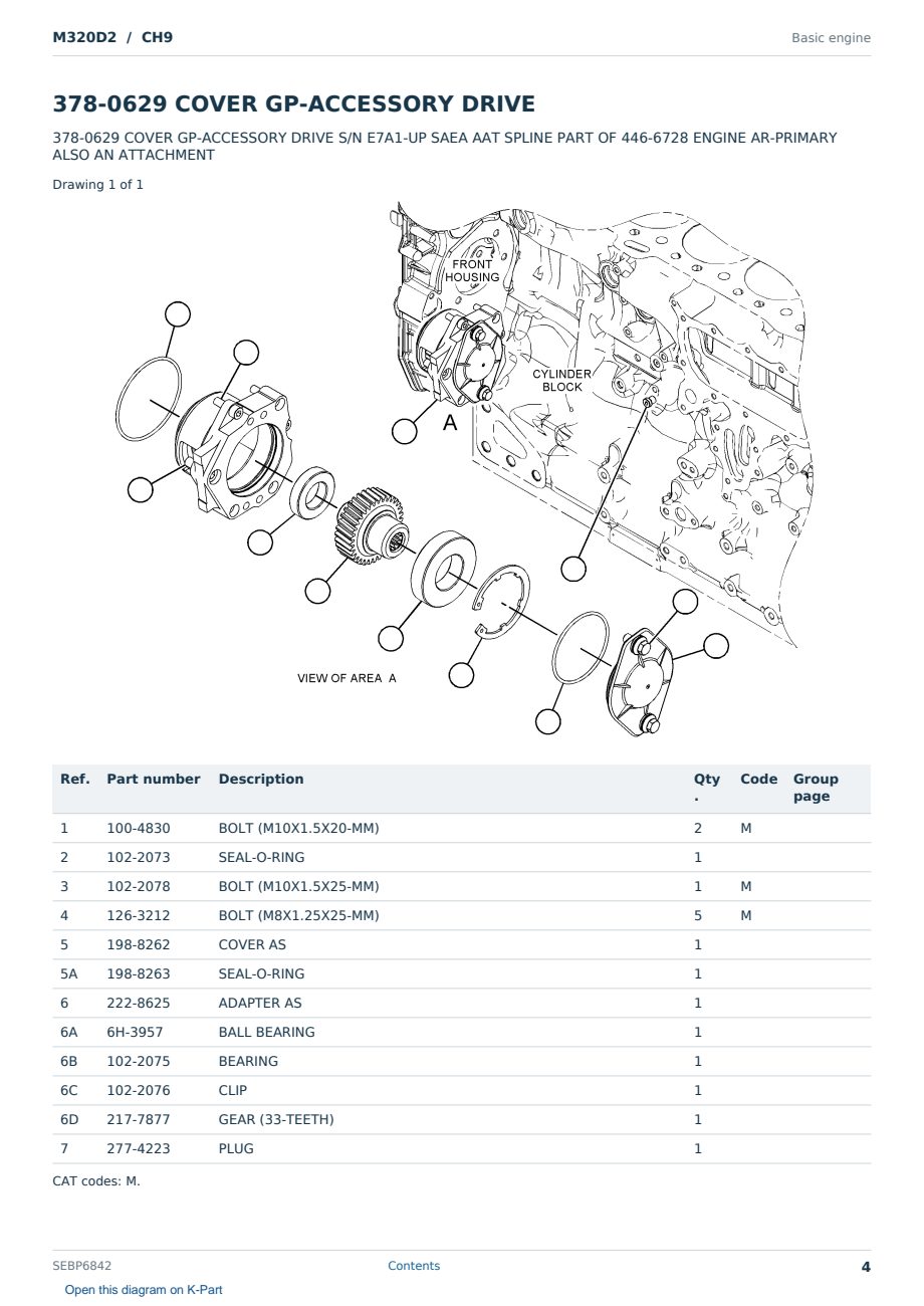 Caterpillar M320D2 S/N CH9 Partsbook SEBP6842 (English) - sample page 4 of 10 Caterpillar M320D2 S/N CH9 Partsbook SEBP6842 (English) - sample page 4 of 10